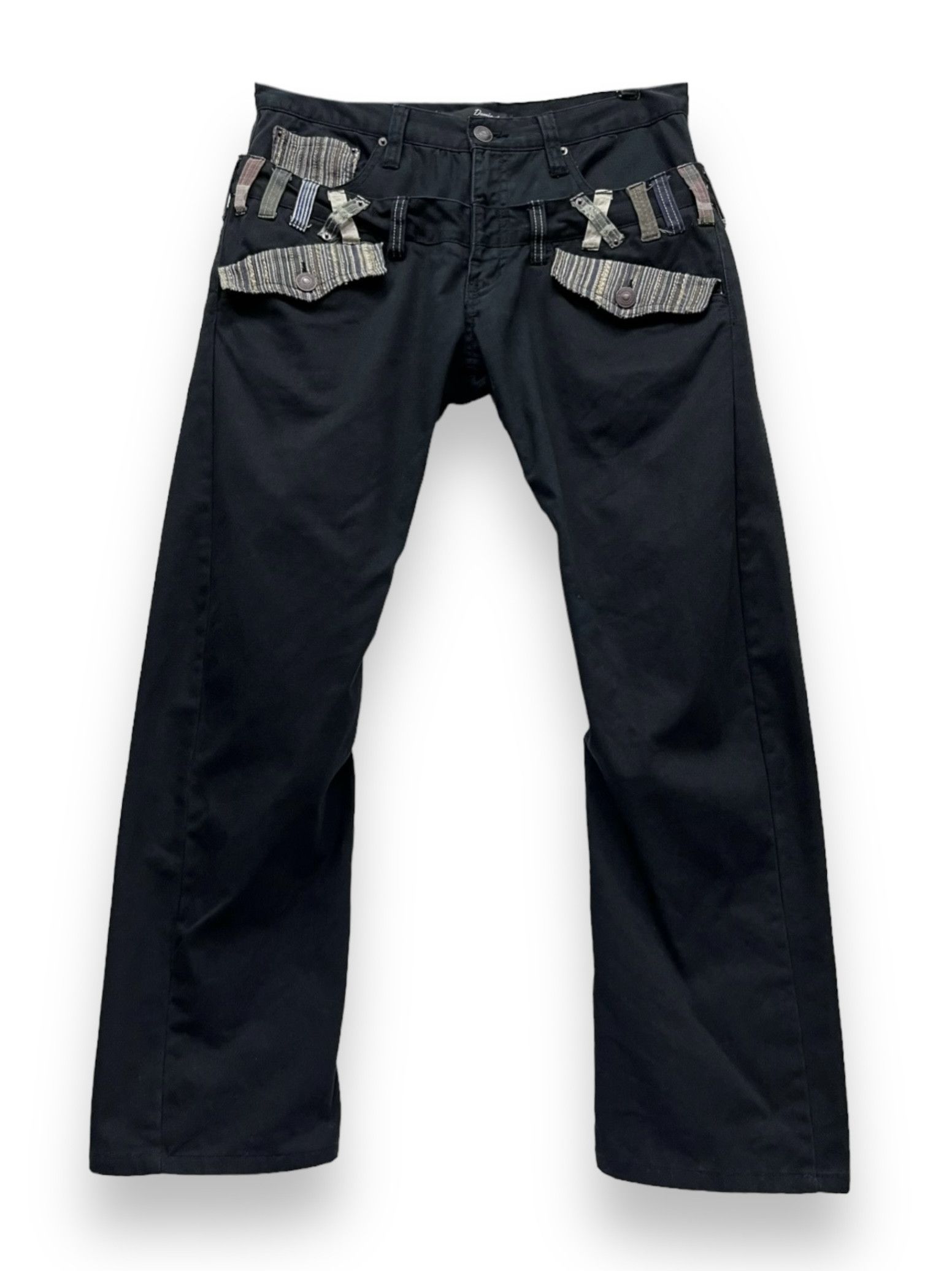 Black Label 🔥DOMINATE Japanese Handcrafted Double Waist Flap Bush Pants Size US 31 - 3 Thumbnail