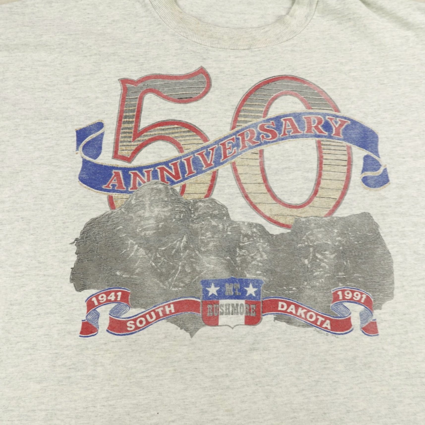 Fruit Of The Loom Vintage Mount Rushmore Shirt Mens 2XL Gray 50th Anniversary South Dakota 90s Size US XXL / EU 58 / 5 - 2 Thumbnail