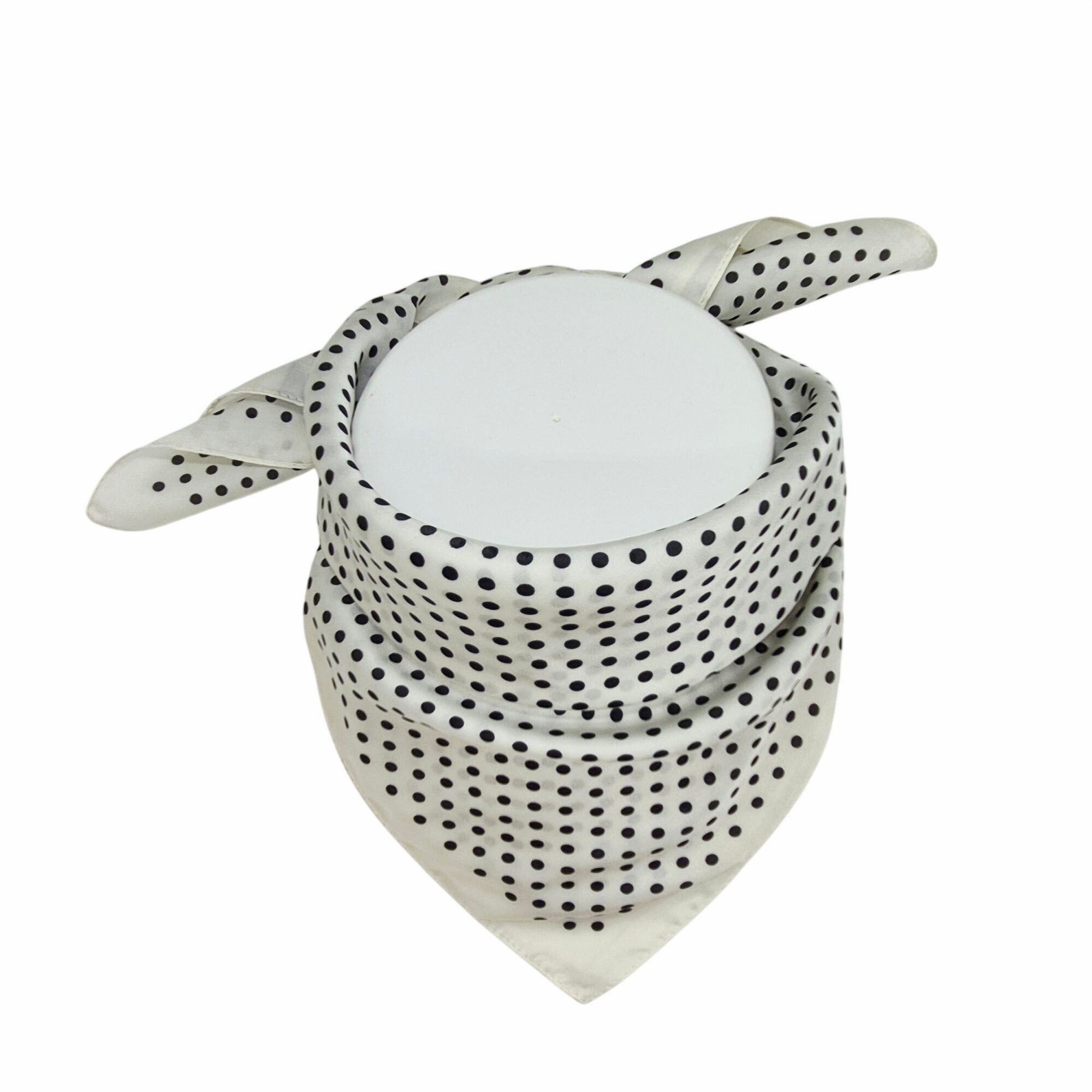 Other ✨Luxury Elegant Silky Soft Scarf White Black Polka Dot Squar Size ONE SIZE - 3 Thumbnail