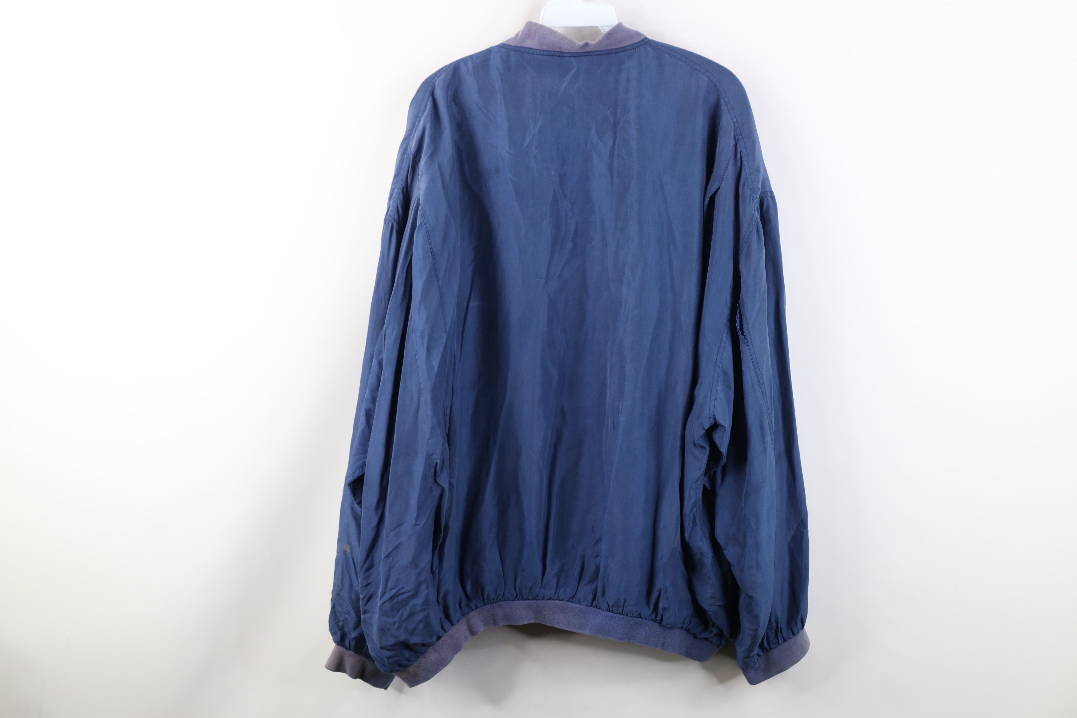 Vintage Vintage 90s Streetwear Silk Full Zip Bomber Jacket Blue Size US XL / EU 56 / 4 - 12 Thumbnail