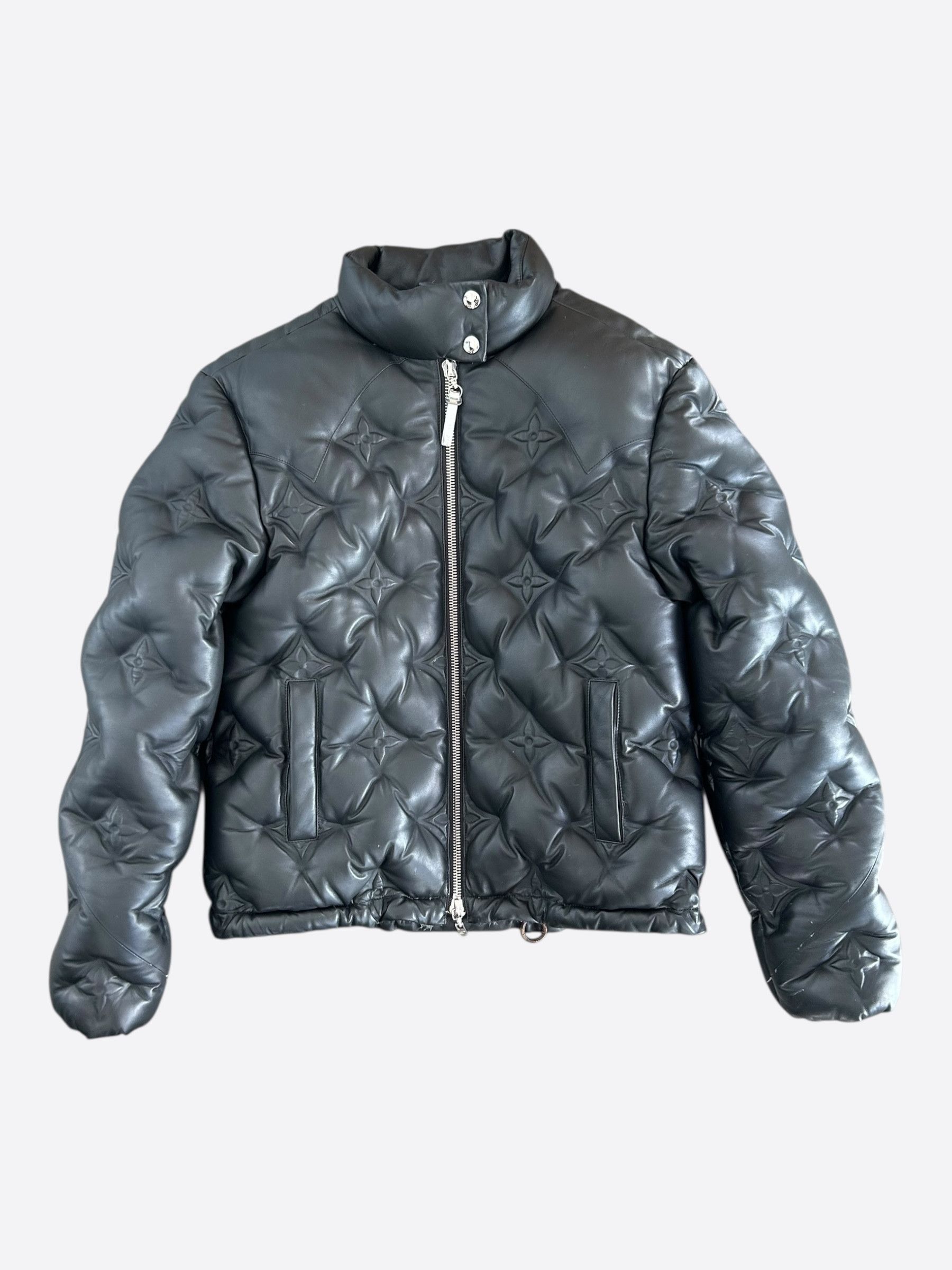 Louis Vuitton Black Embossed Monogram Leather Women's Puffer Jacket Size M / US 6-8 / IT 42-44 - 1 Thumbnail