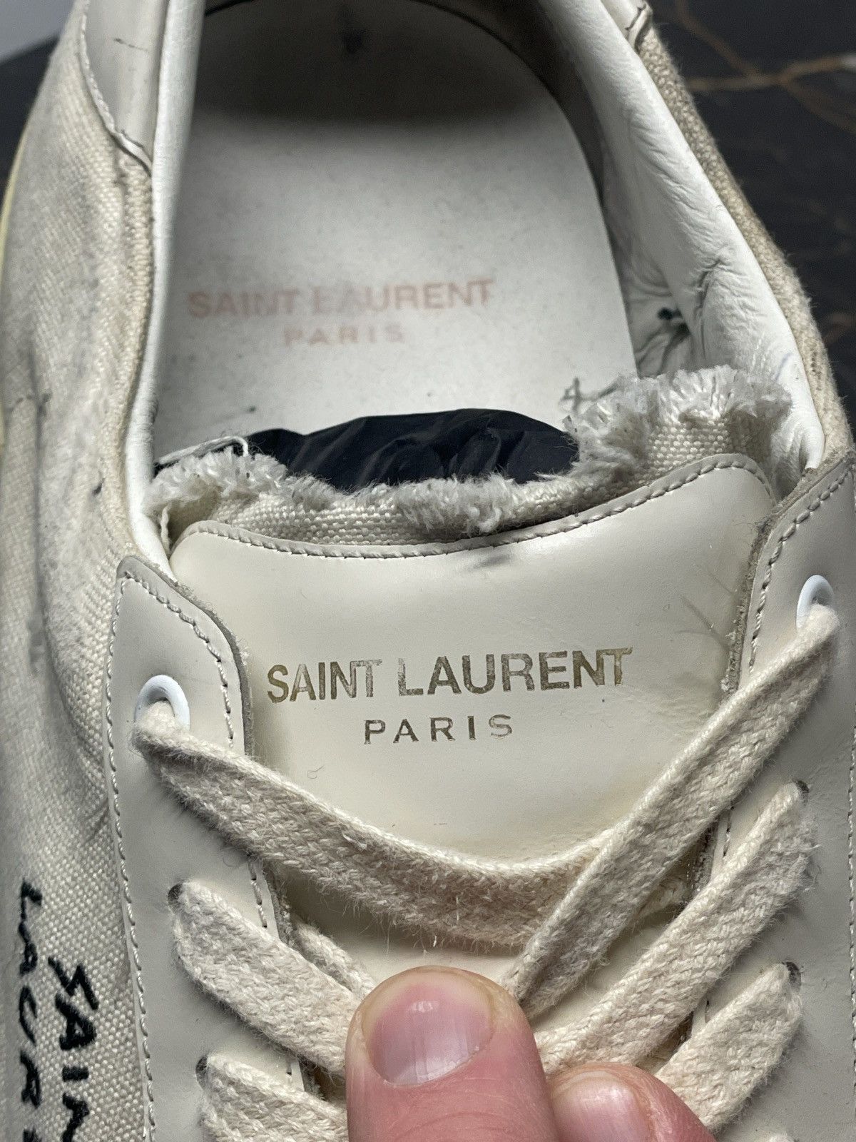 Saint Laurent Paris Court Classic SL/06 Canvas Logo Distressed Sneaker Size US 14 / EU 47 - 6 Thumbnail