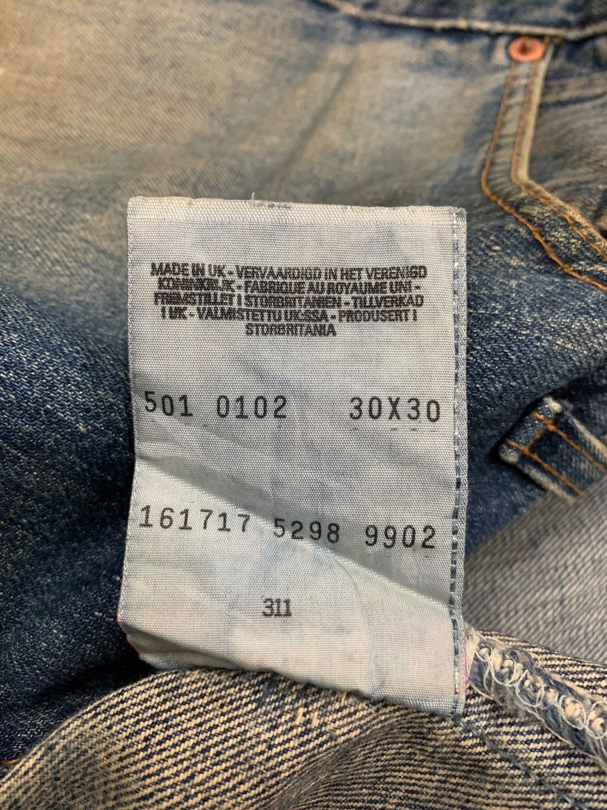 Levi's Vintage Levis UK Made Mud Wash Distressed Denim Pant (AC11) Size US 29 - 20 Thumbnail