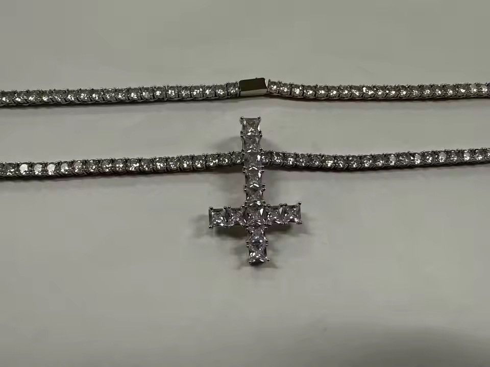 VIBE 45 Cm Upside-down cross , shut 'em up necklace Size ONE SIZE - 5 Thumbnail