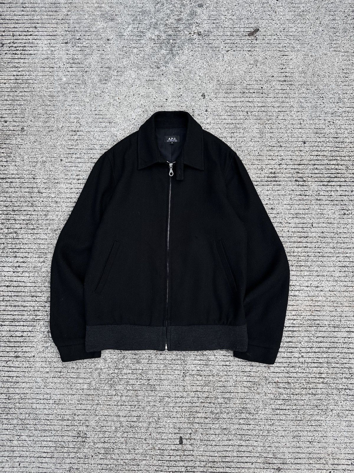A.P.C. A.P.C. Herringbone Black Wool Bomber Jacket Size US XS / EU 42 / 0 - 1 Thumbnail