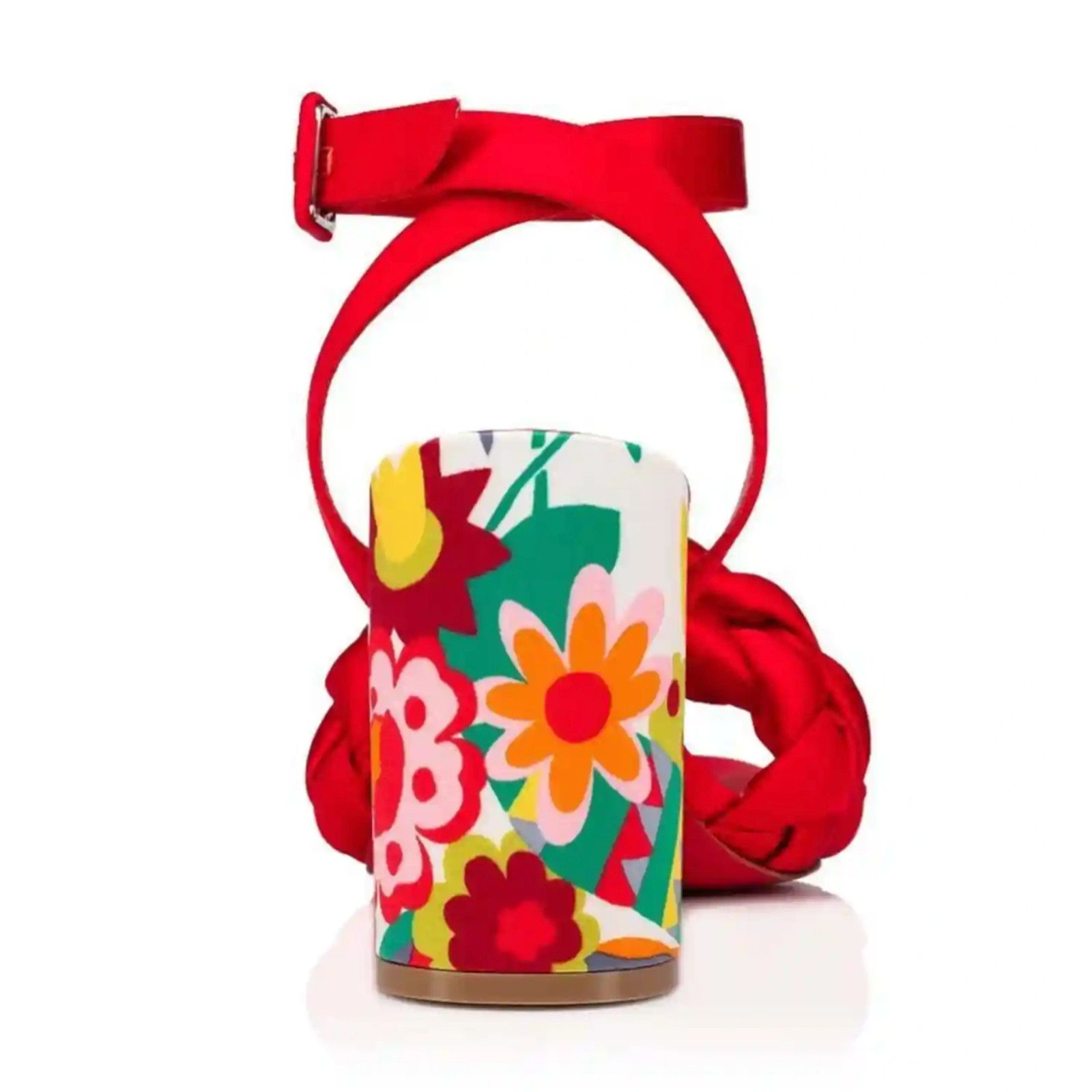 Christian Louboutin Brio 85 Red Floral Ankle Strap Sandal Block Heel Pump 37 Size US 7 / IT 37 - 10 Thumbnail