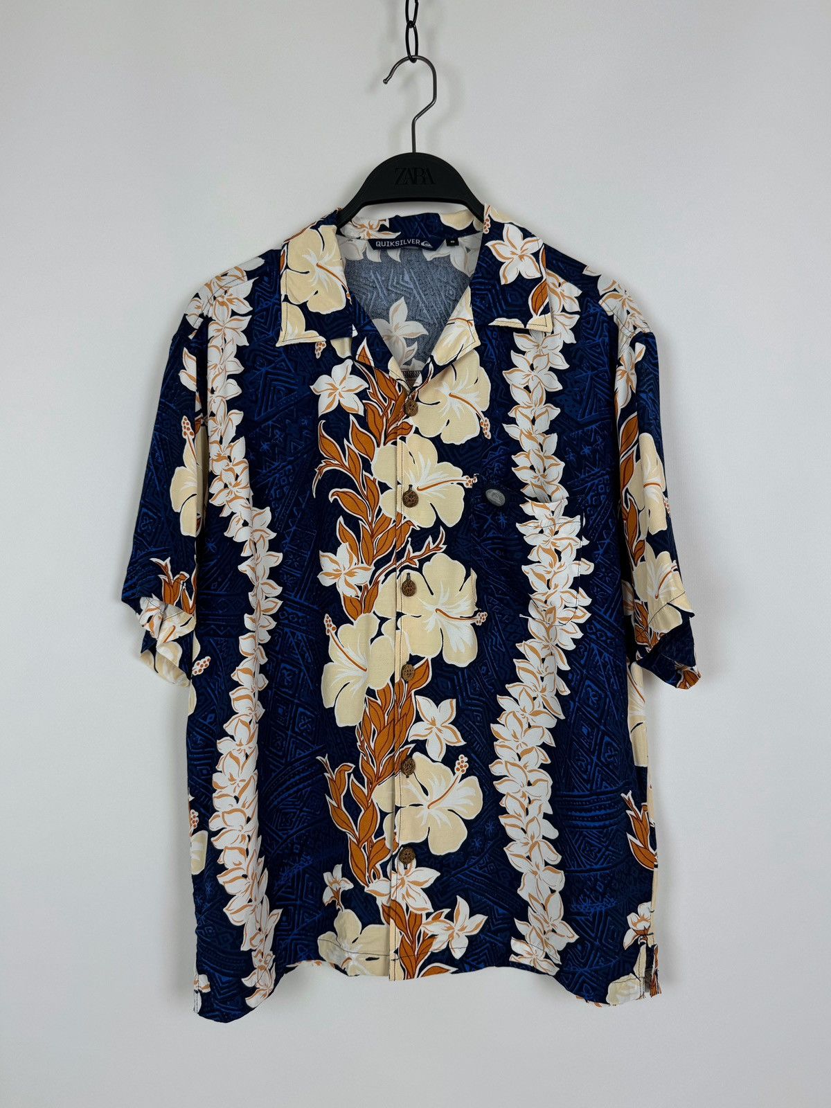 Quiksilver × Vintage 1990’s Vintage Floral Hawaiian Buttons S/S Viscose Shirt Size US S / EU 44-46 / 1 - 1 Thumbnail