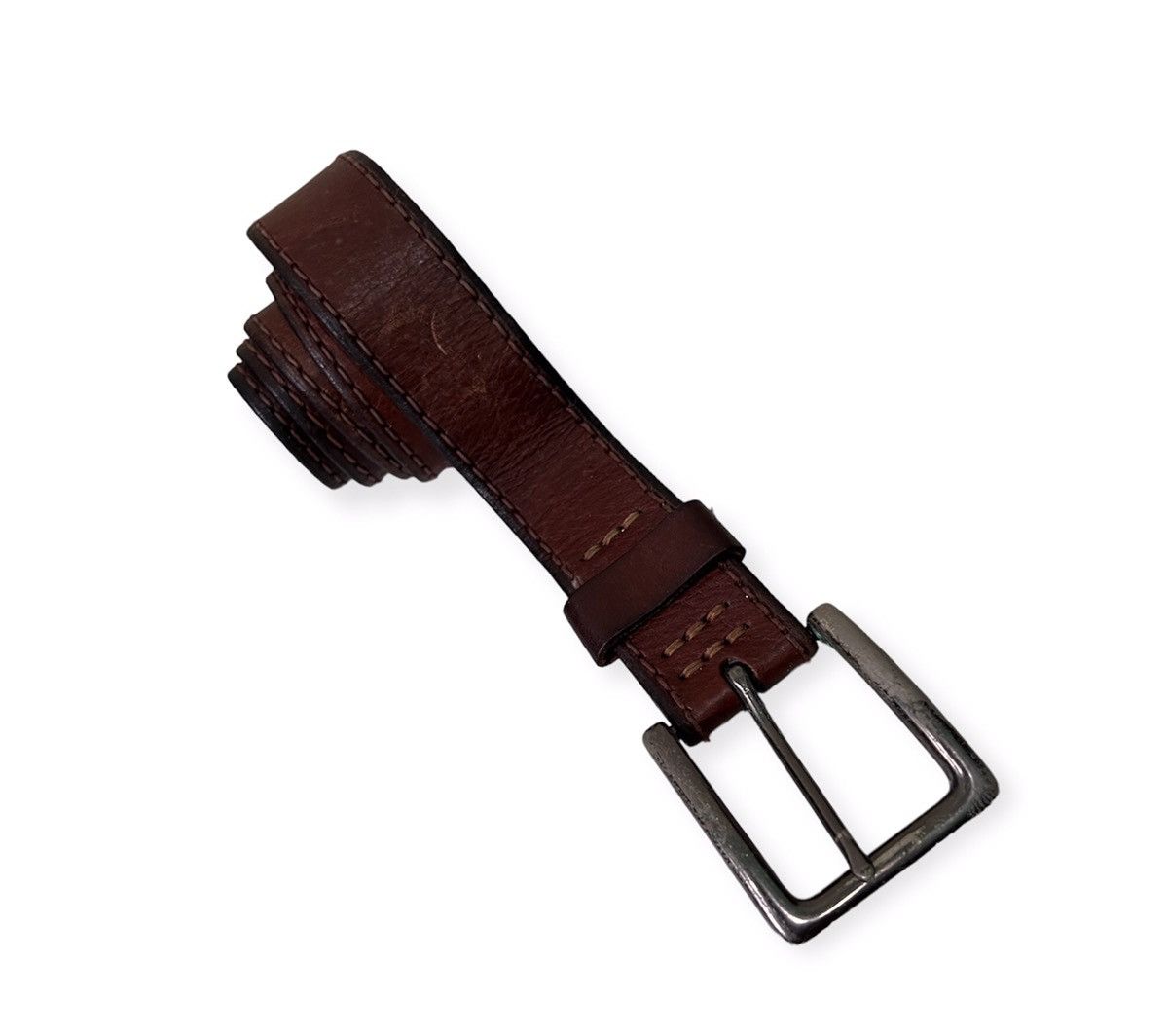 image of Vintage Genuine Leather Buckle Belt in Brown, Men's