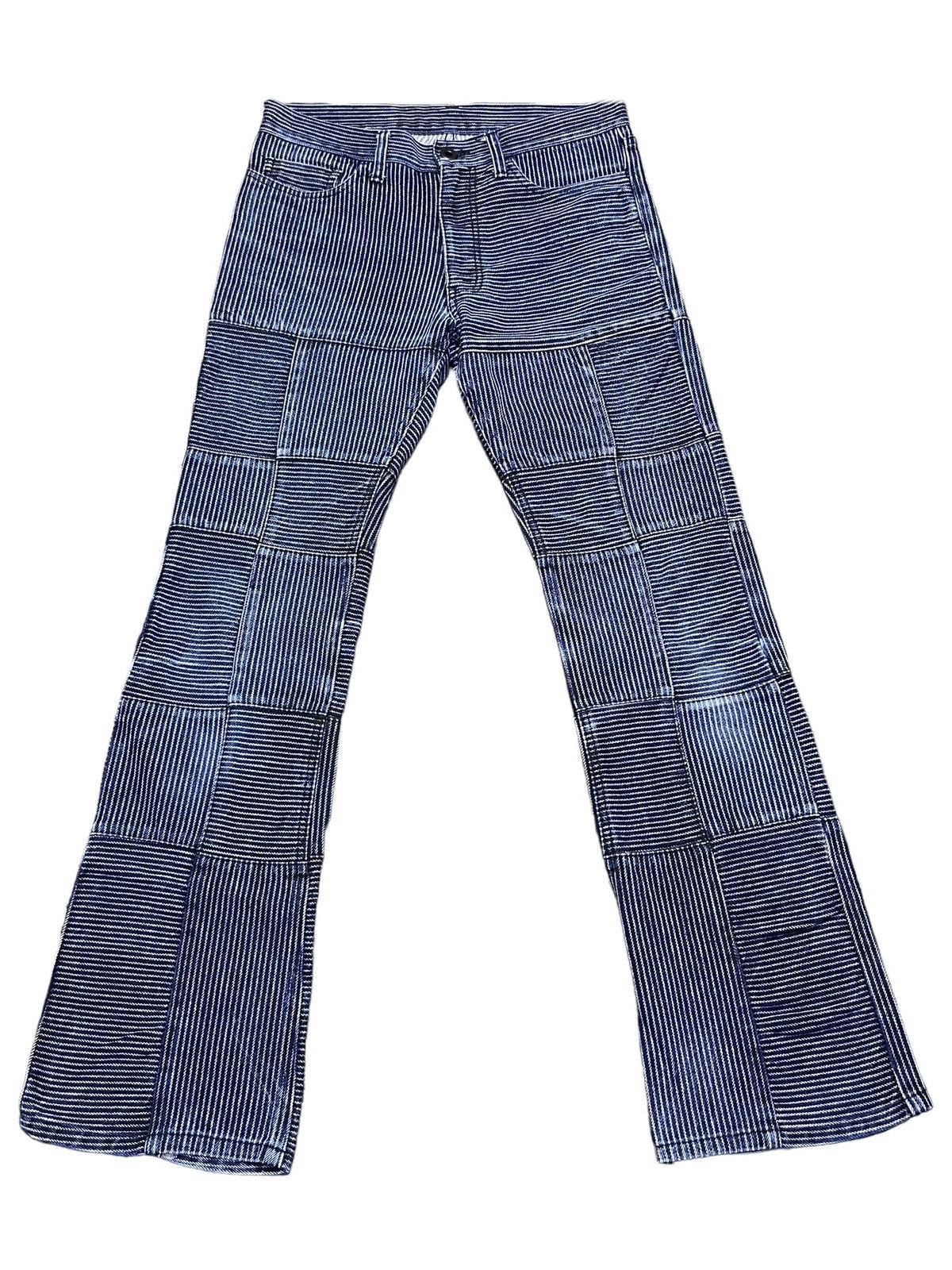 Self Edge RUPERT THE DIFFERENCE Hickory Stripes Patchwork Flare Denim Size US 28 / EU 44 - 2 Thumbnail