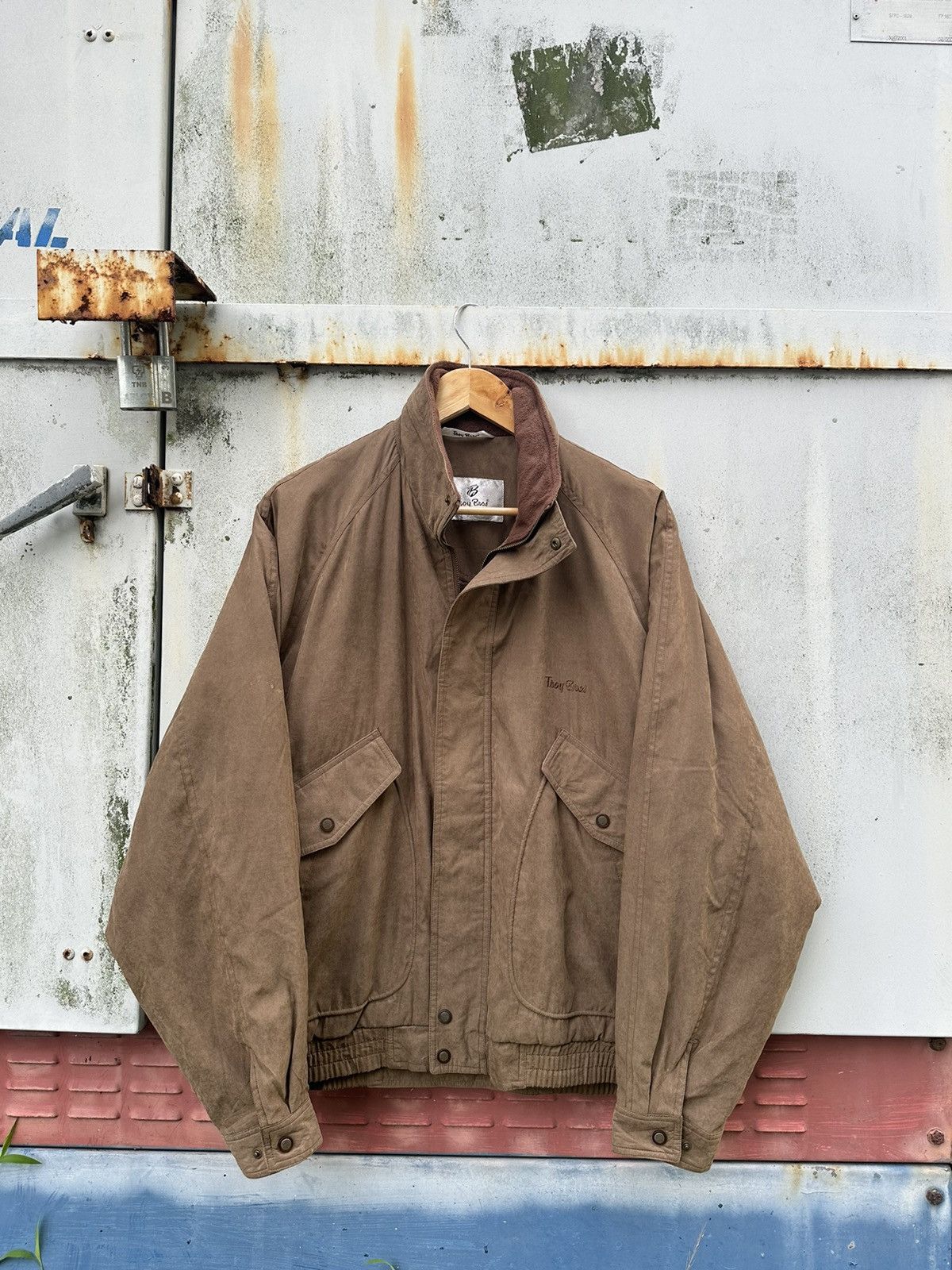 Japanese Brand 🪖VINTAGE TROY BROS BROWN SEUDE OVERSIZED BOMBER JACKET Size US XL / EU 56 / 4 - 2 Thumbnail