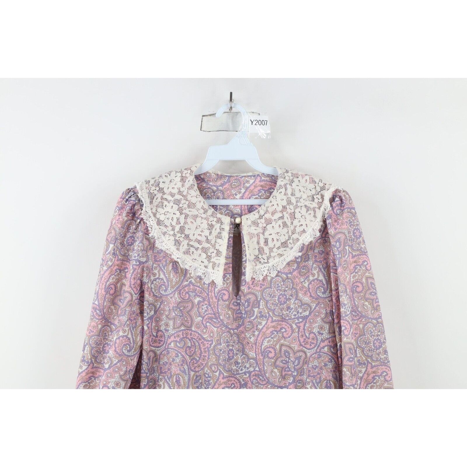 Vintage Vintage 70s Country Primitive Lace Collar Kni Size XL / US 12-14 / IT 48-50 - 2 Thumbnail