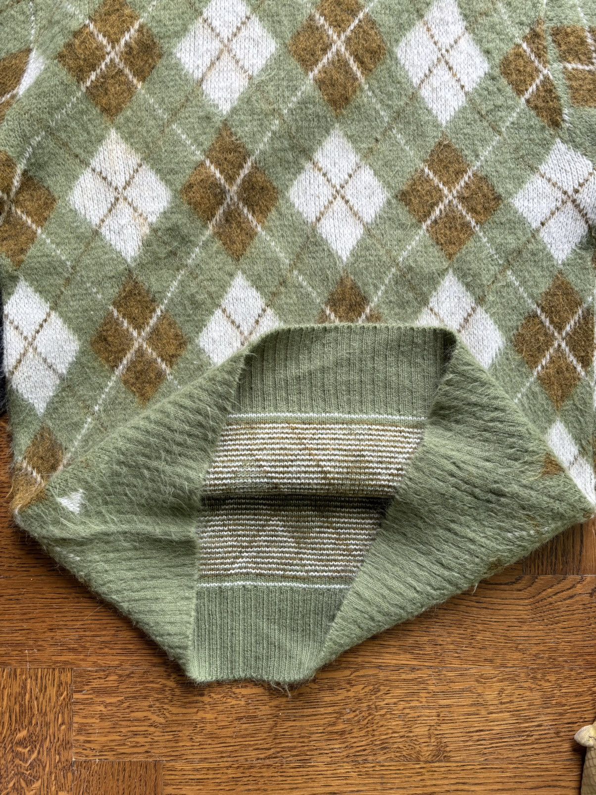 Japanese Brand × Vintage 1960s Argyle Sweater True Vintage Mohair Shag ACNE Crewneck Size US M / EU 48-50 / 2 - 7 Thumbnail