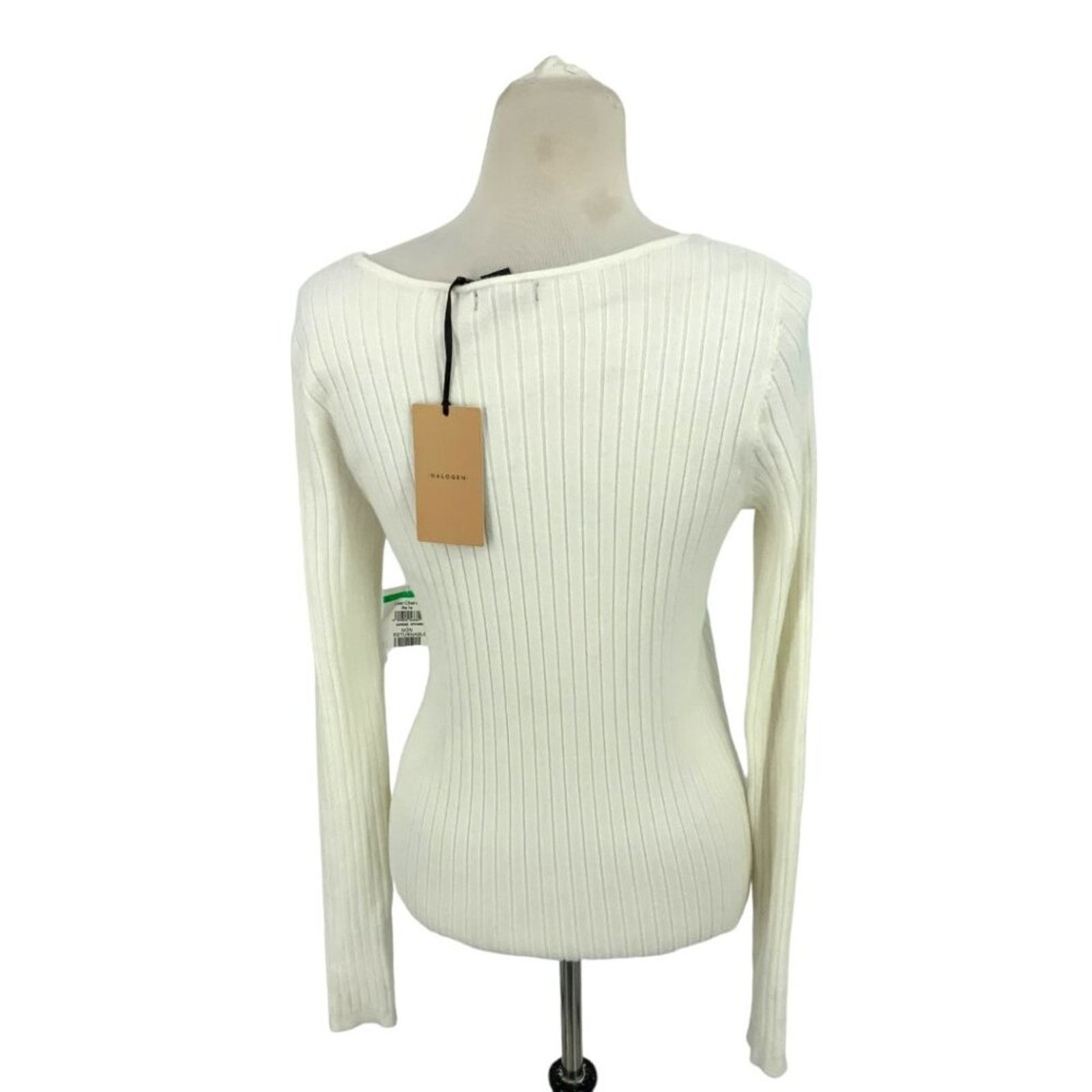 Other Halogen Ribbed Scoop Neck Sweater Ivory Medium NWT $79 MSRP Size M / US 6-8 / IT 42-44 - 8 Thumbnail