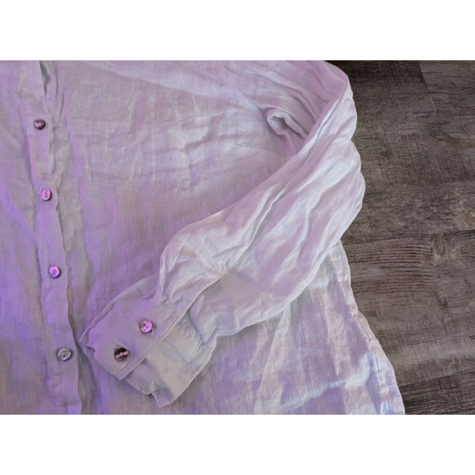 Joie Joie 100% Linen Button Down Blouse Shirt White Long Sleeve Size Large EUC Size L / US 10 / IT 46 - 4 Thumbnail