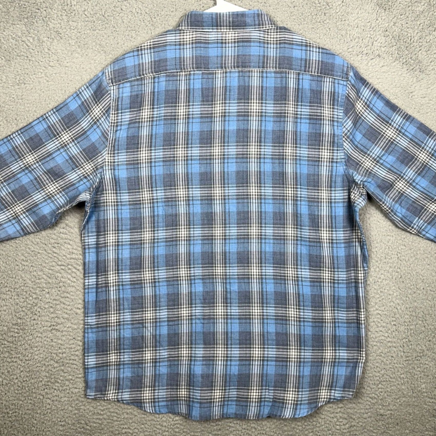 Flag & Anthem Flag & Anthem Shirt Plaid Button-Up Long Sleeve Men XL Blue Gray Casual Workwear Modern Classic Fit Jacket Style Size US XL / EU 56 / 4 - 2 Thumbnail