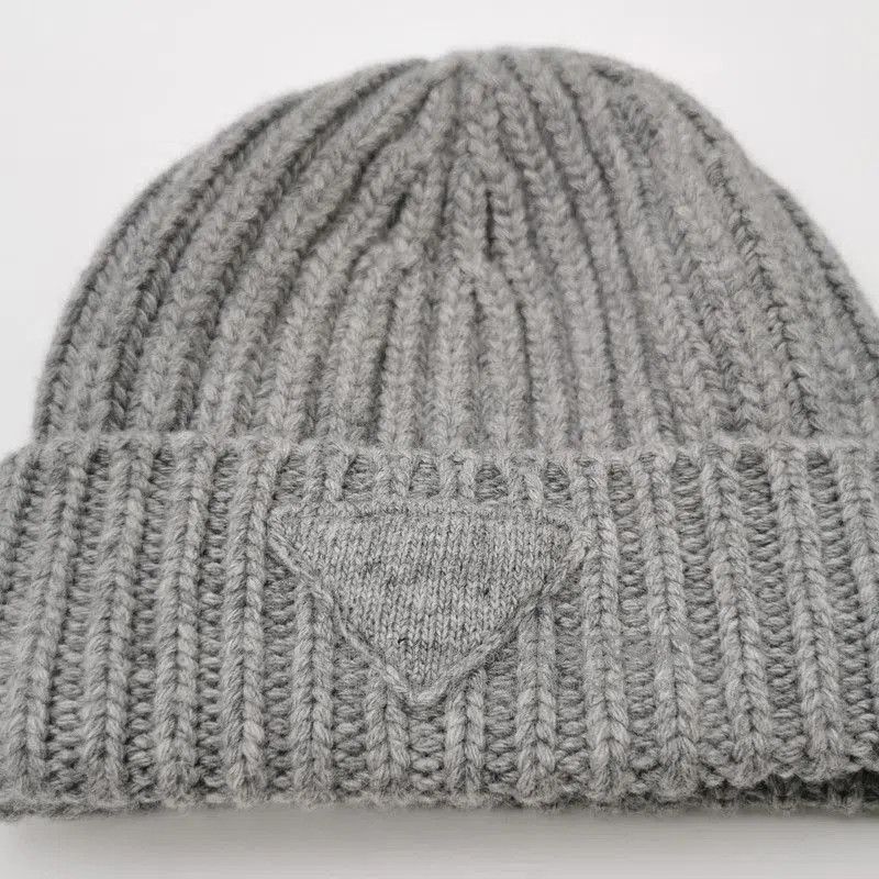 Prada Prada Triangle Logo Gray Beanie Hat. Size ONE SIZE - 4 Thumbnail
