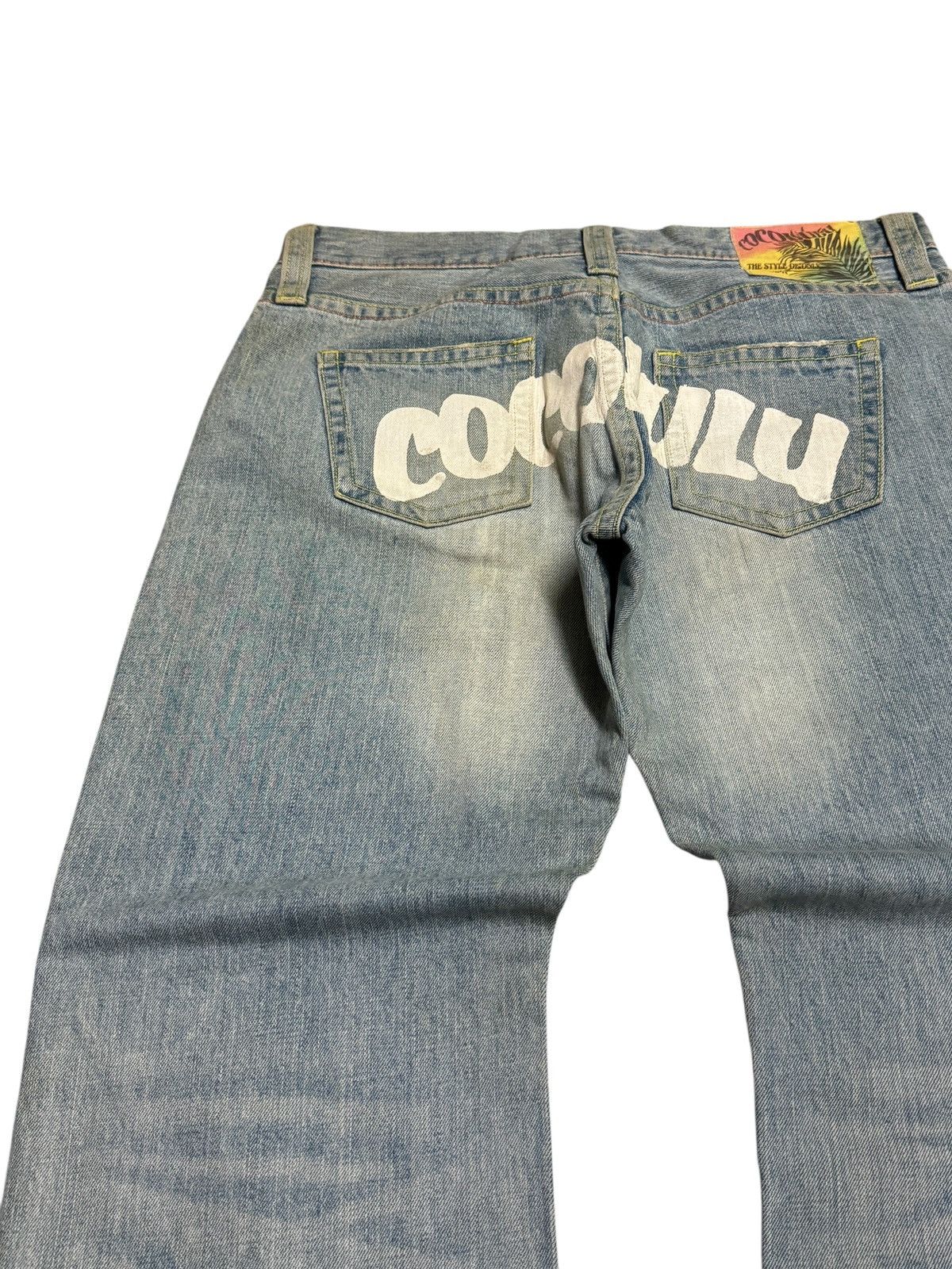 Japanese Brand COCOLULU Printed Washed Blue Yellow Stitching Daicock Denim Size US 34 / EU 50 - 12 Thumbnail