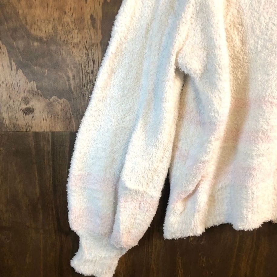 Vintage LC Lauren Conrad Womens Sweater White Pink Stripe Puff Sleeve Large Knit Style Pullover Casual Winter Fall Size L / US 10 / IT 46 - 4 Thumbnail