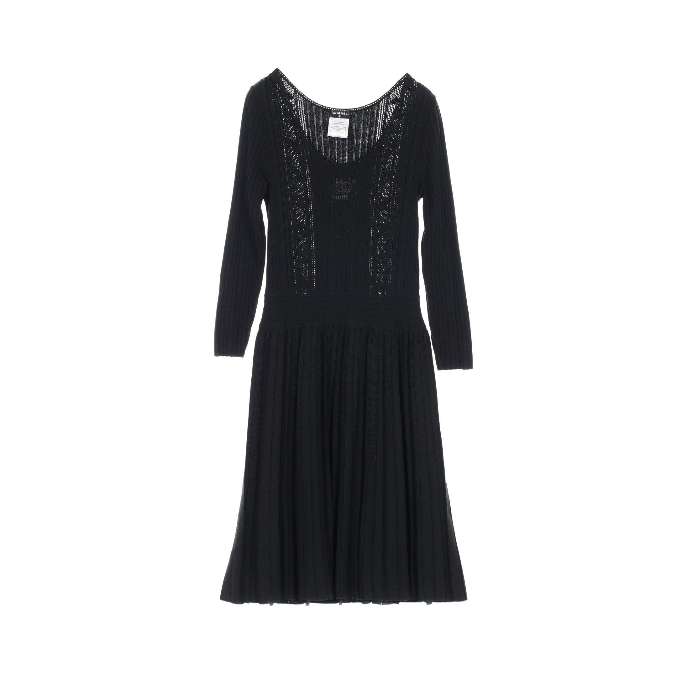 Chanel Chanel Coco Mark Knit Dress Rayon Black 05A Size ONE SIZE - 1 Thumbnail