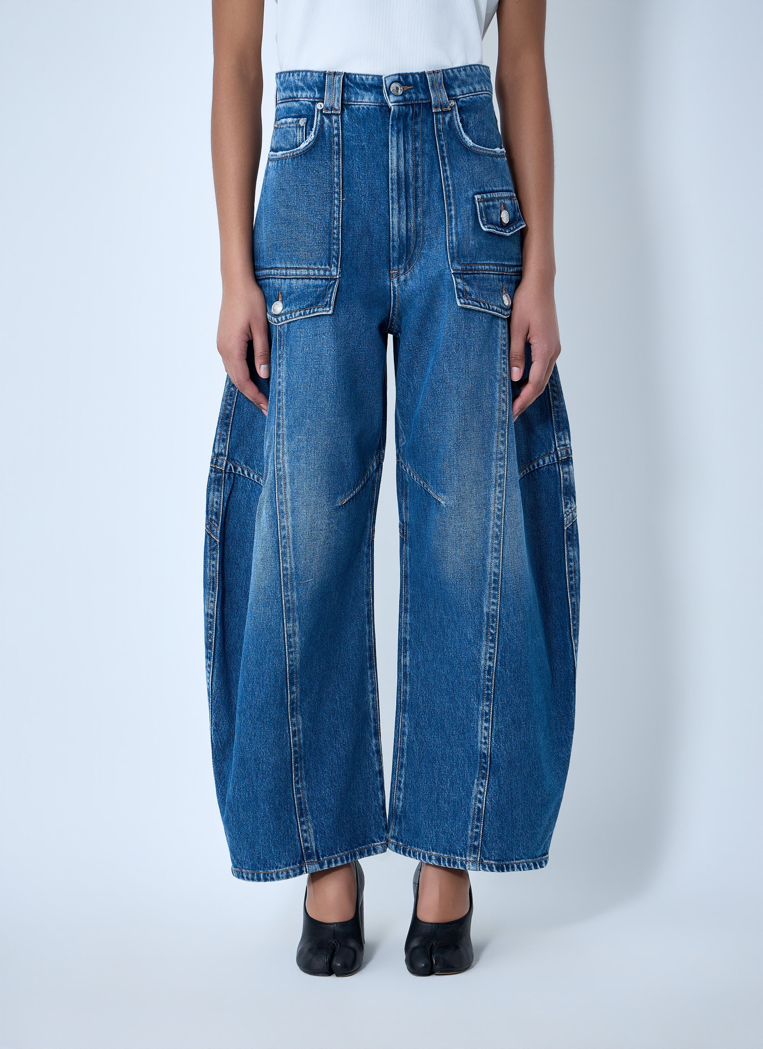 Sportmax Wide-Leg Denim Trousers Size 28" / US 6 / IT 42 - 1 Thumbnail