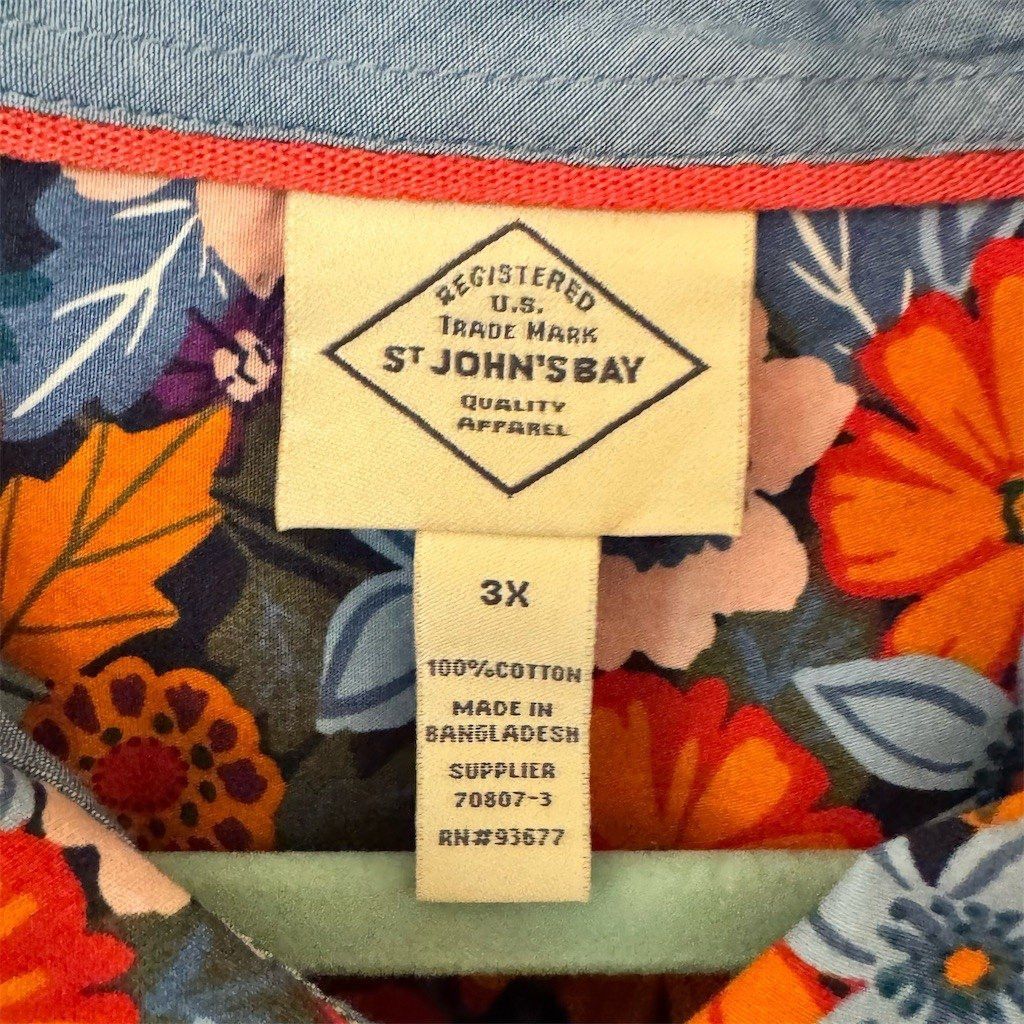 St. Johns Bay St. John's Bay Button-Up Shirt Womens 3XL Floral Blue Orang Size 3XL / US 20-22 - 5 Thumbnail