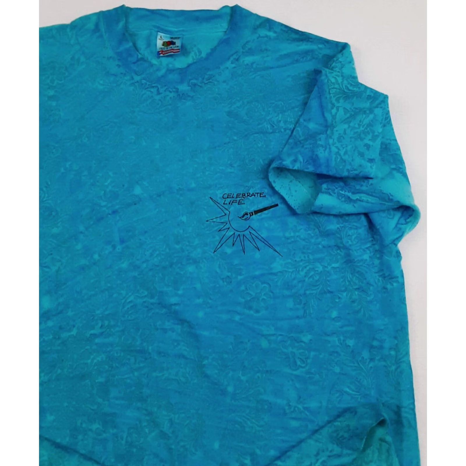 Fruit Of The Loom VINTAGE Celebrate Life USA Made Blue Single Stitch T-Shirt L Mens 80s Navy Blue Stitch EUC Fruit of the Loom Size US L / EU 52-54 / 3 - 3 Thumbnail