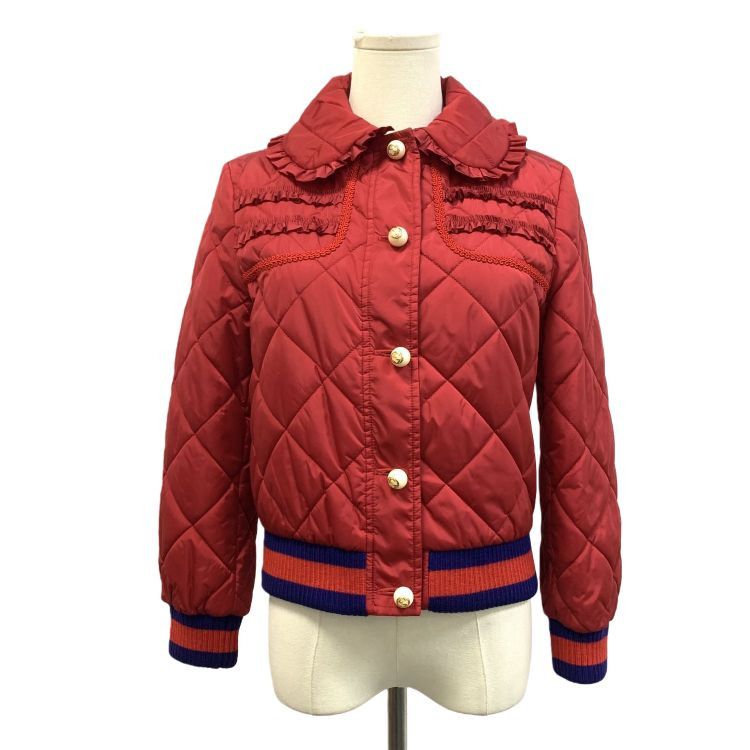 Gucci Gucci Red Quilted Ruffle Jacket Size 40 Size S / US 4 / IT 40 - 1 Thumbnail