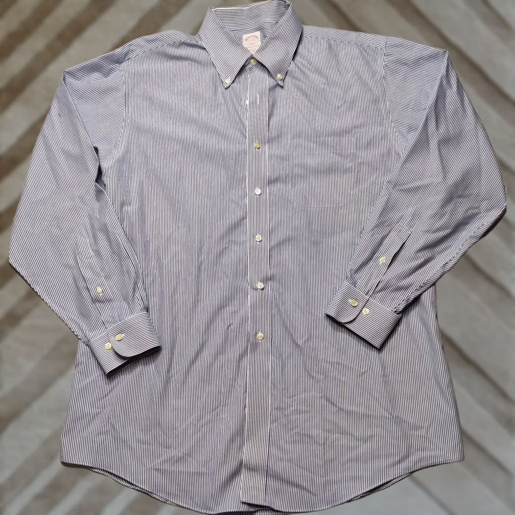 Brooks Brothers BROOKS BROTHERS 346 Non-Iron All-Cotton Blue Pinstripe Button Shirt Men 17-4/5 Regular Xl? No, keep accurate: 17-4/5 Size US XL / EU 56 / 4 - 1 Thumbnail