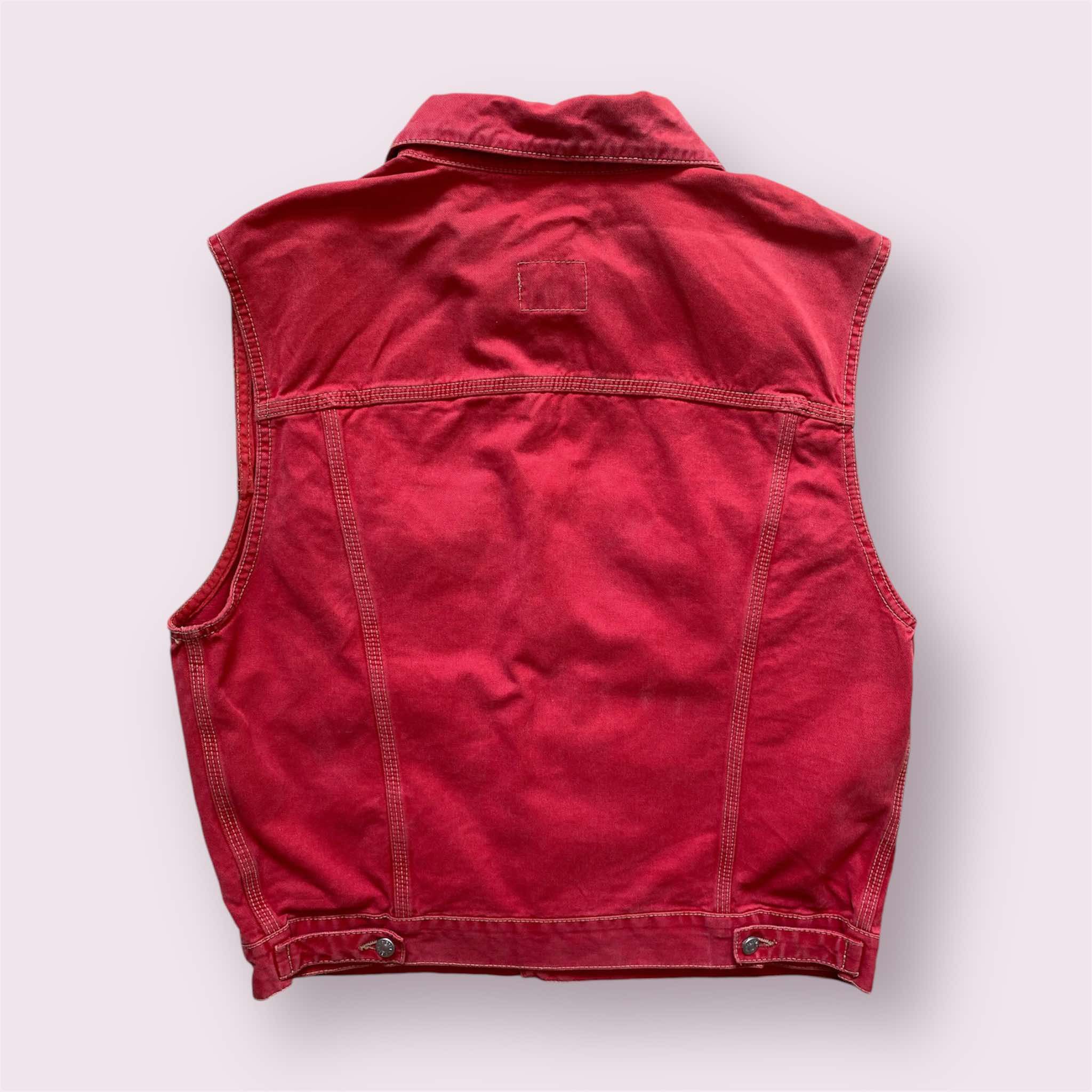 Diesel × Vintage Vintage Women Diesel Red Trucker Denim 90s Jacket Vest Size M / US 6-8 / IT 42-44 - 2 Thumbnail