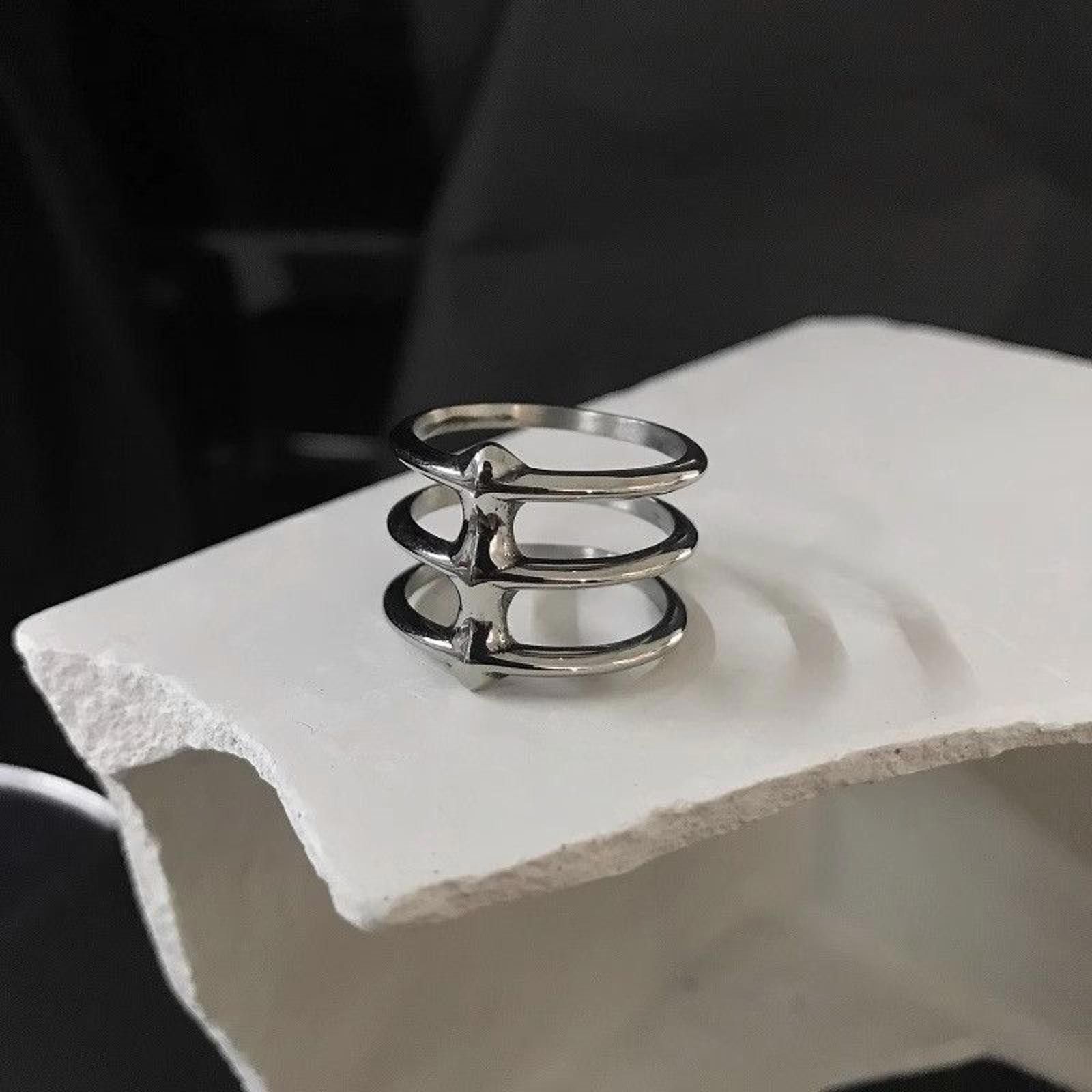 Jewelry Circle Layered Silver Ring Size ONE SIZE - 4 Thumbnail