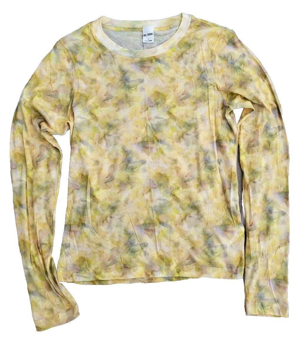 RE/DONE Re/done Shirt Large Long Sleeve Yellow Crew Neck Semi Sheer Size L / US 10 / IT 46 - 2 Thumbnail