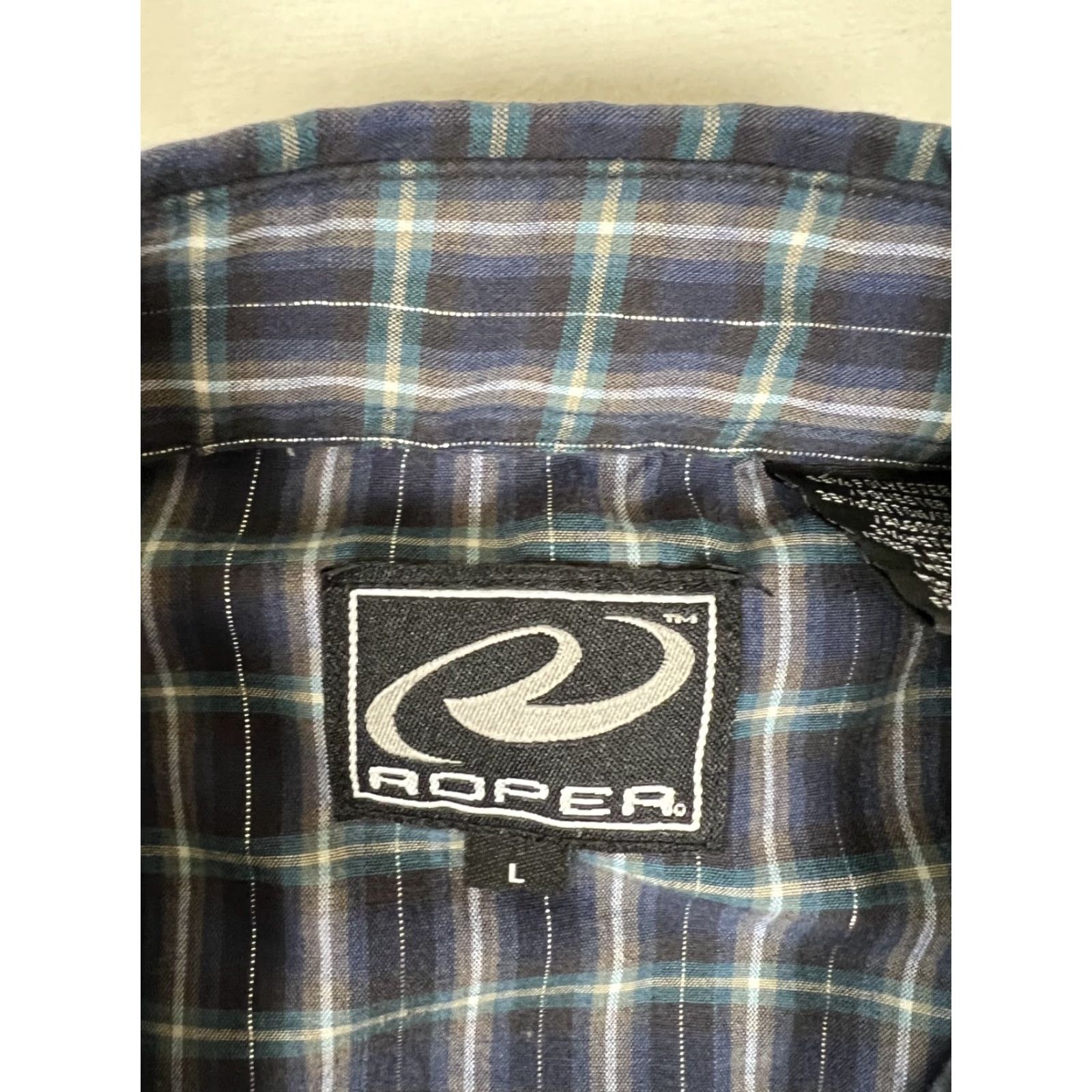 Roper VINTAGE Roper Shirt Western Pearl Snap Short Sleeve Plaid Size L Blue Mens 90s Cowboy Shirt Size US L / EU 52-54 / 3 - 3 Thumbnail