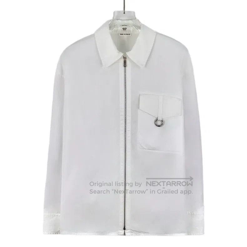 Hermes Hermes White pocket loop cotton lapel zip-up long-sleeve s Size XS / US 0-2 / IT 36-38 - 1 Thumbnail