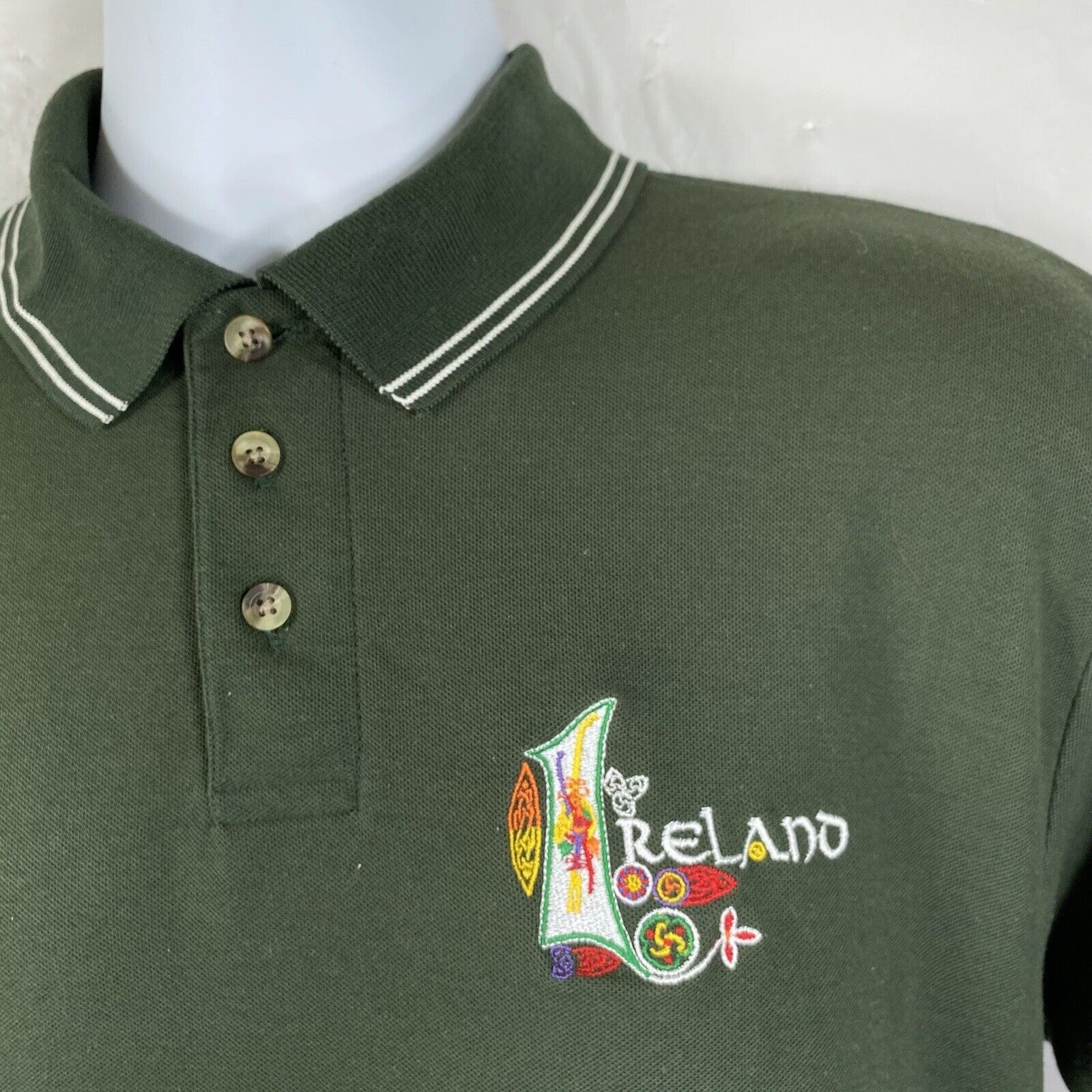 Other Traditional Craftwear Ireland Medium Green Embroidered Polo Size US M / EU 48-50 / 2 - 2 Thumbnail