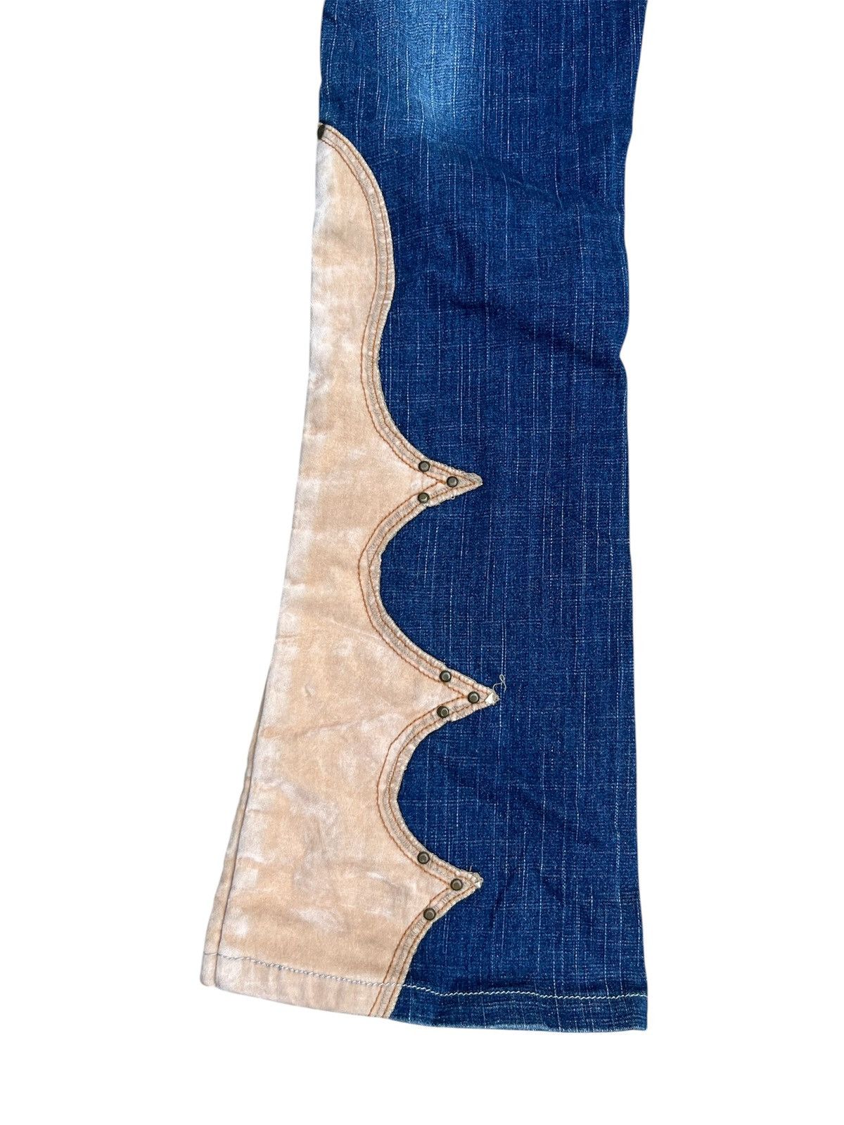 Japanese Brand 💥 LEATHER PATCHWORK FLARED 💥 HIT IT OFF Jeans Size US 27 - 10 Thumbnail