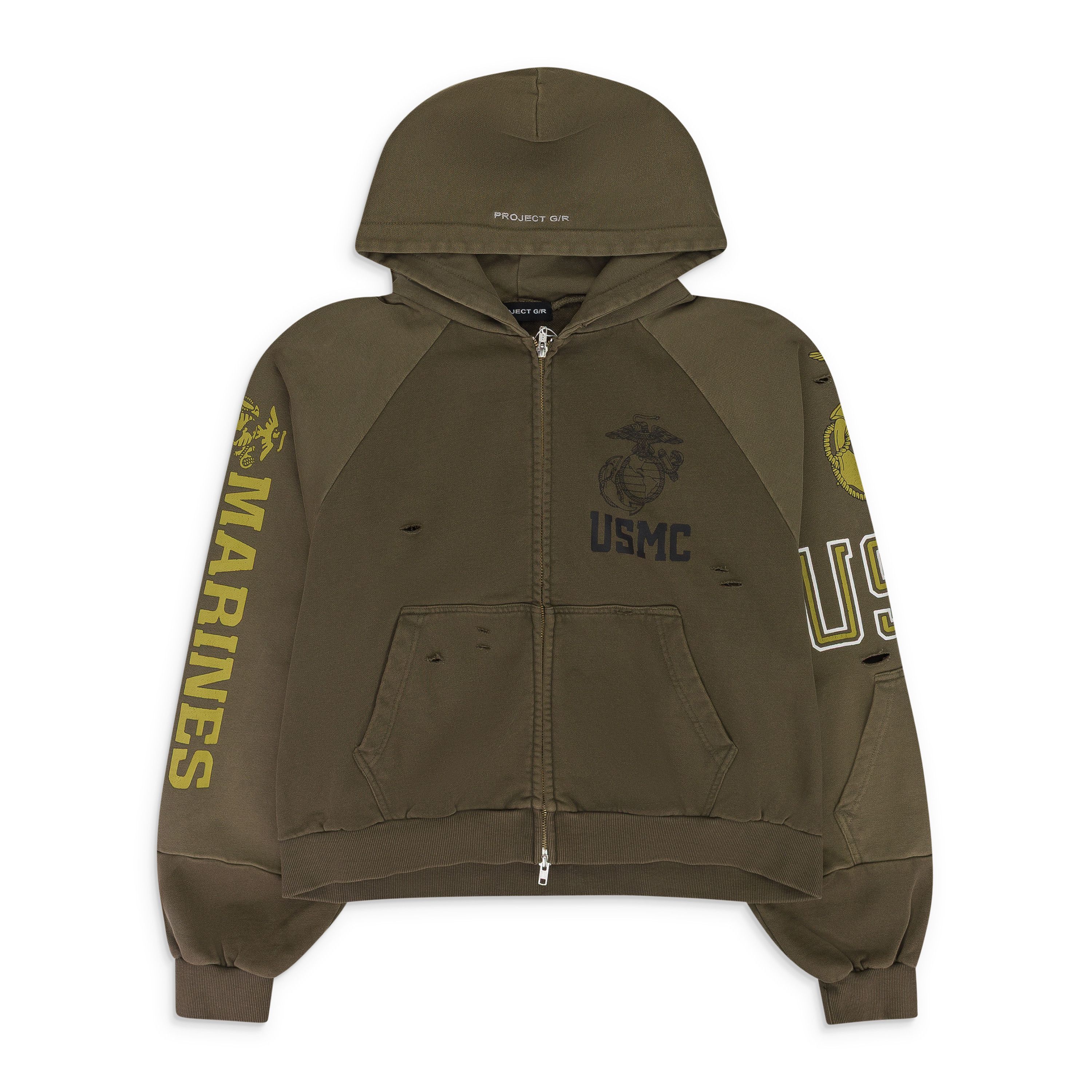 トップス Project G/R Distressed Layer Zip Hoodie ☆韓国の人気☆【Project G/R】☆Distressed Layer Zip Hoodie