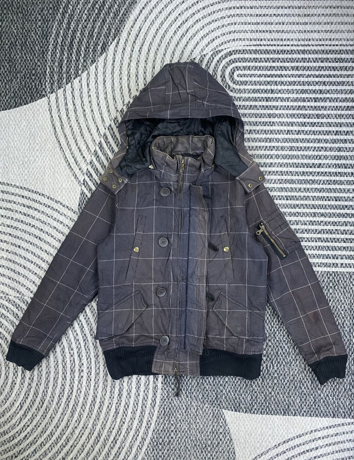 Boycott Vintage Boycott Grey Plaid Fullzip Hooded Jacket Size US M / EU 48-50 / 2 - 5 Thumbnail