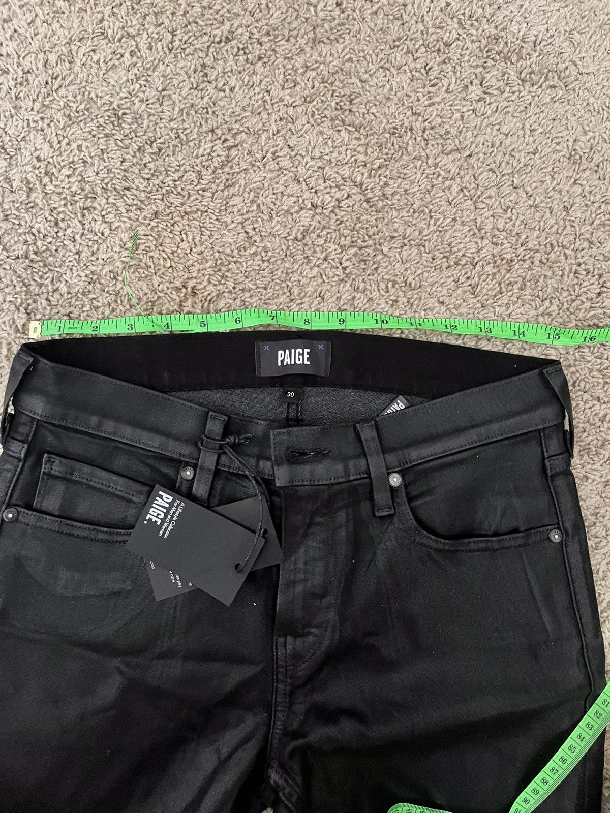 Paige NWT Paige Lennox Black Coated Waxed Denim SLP Fit Size US 30 / EU 46 - 8 Thumbnail