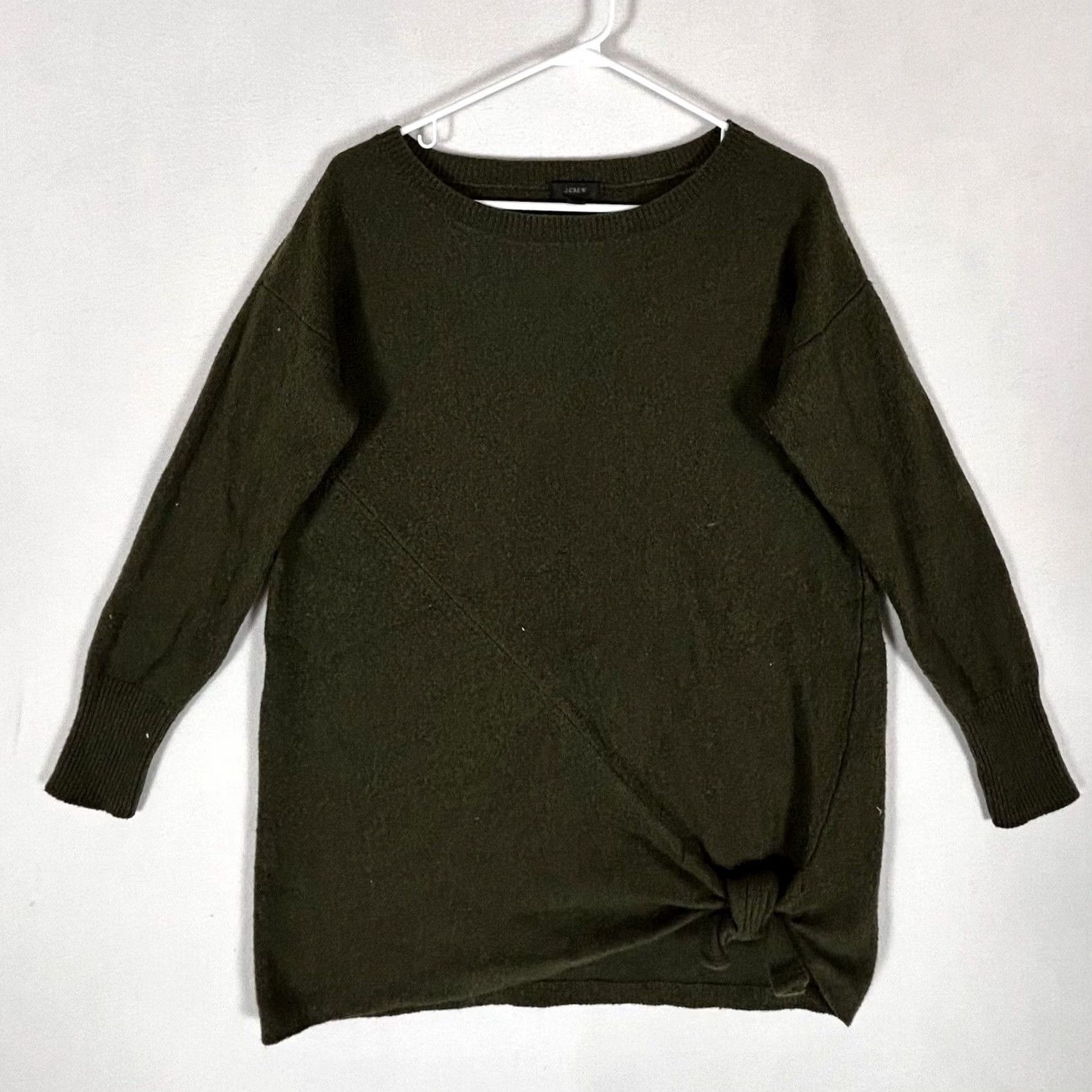 J.Crew J.CREW Wool Blend Sweater Womens Small Green Front Tie Long Sleeve Tunic Casual Size S / US 4 / IT 40 - 2 Thumbnail