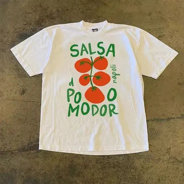 VIBE White retro tee with tomato pattern Size US L / EU 52-54 / 3 - 3 Thumbnail