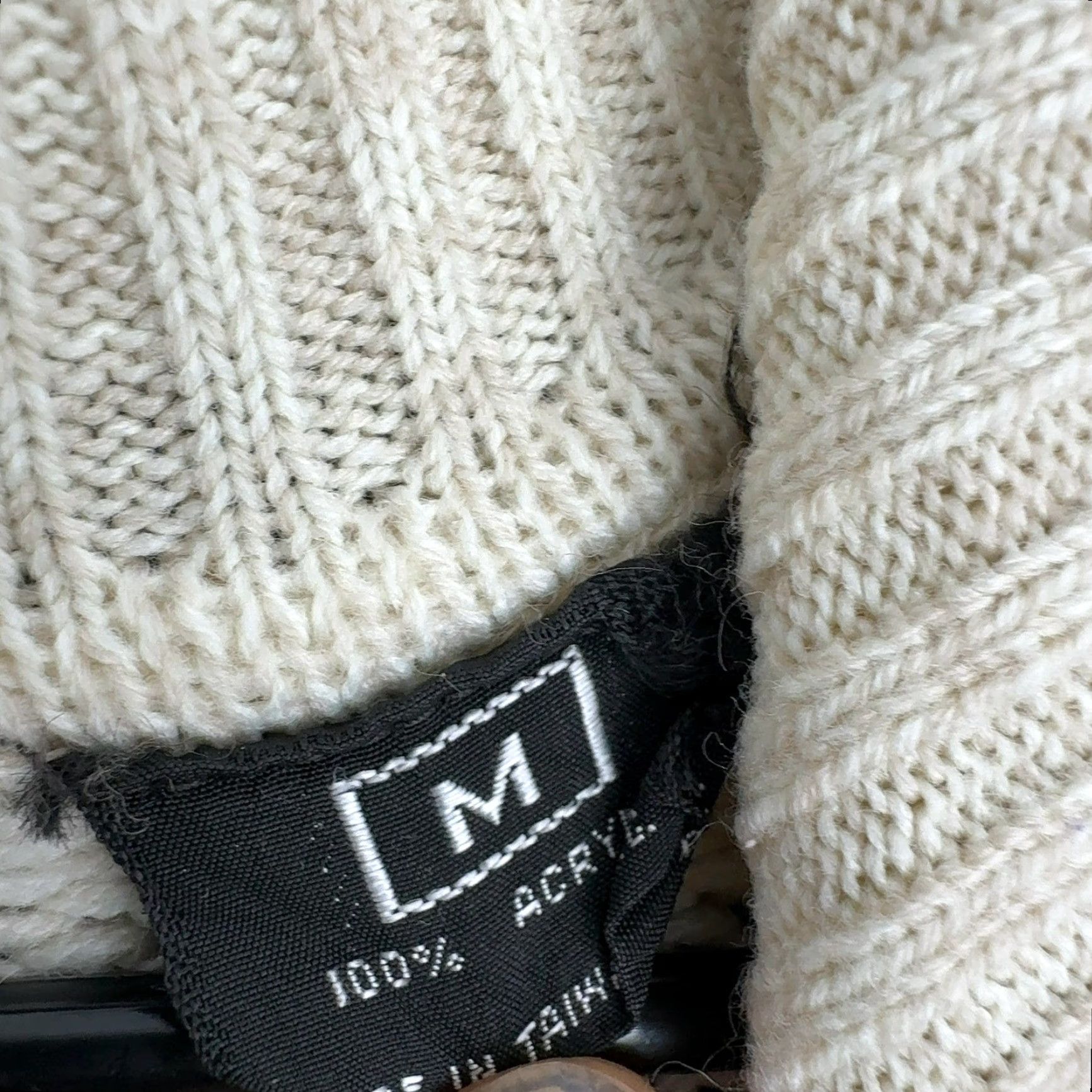 Fruit Of The Loom VINTAGE Fruit of the Loom Sweater Mens M Cream Button Collar Cable Knit Retro Size US M / EU 48-50 / 2 - 2 Thumbnail