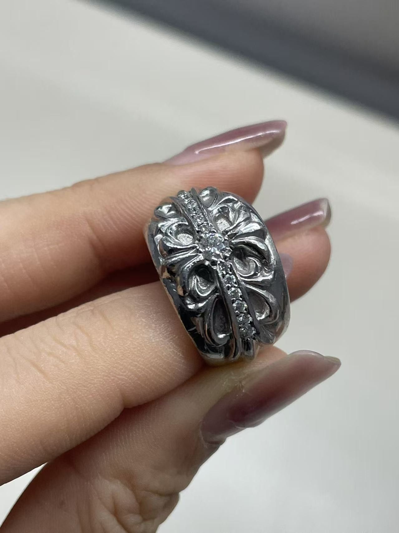 Chrome Hearts Chrome Hearts 18K White Gold Diamonds Keeper Ring Size ONE SIZE - 6 Thumbnail