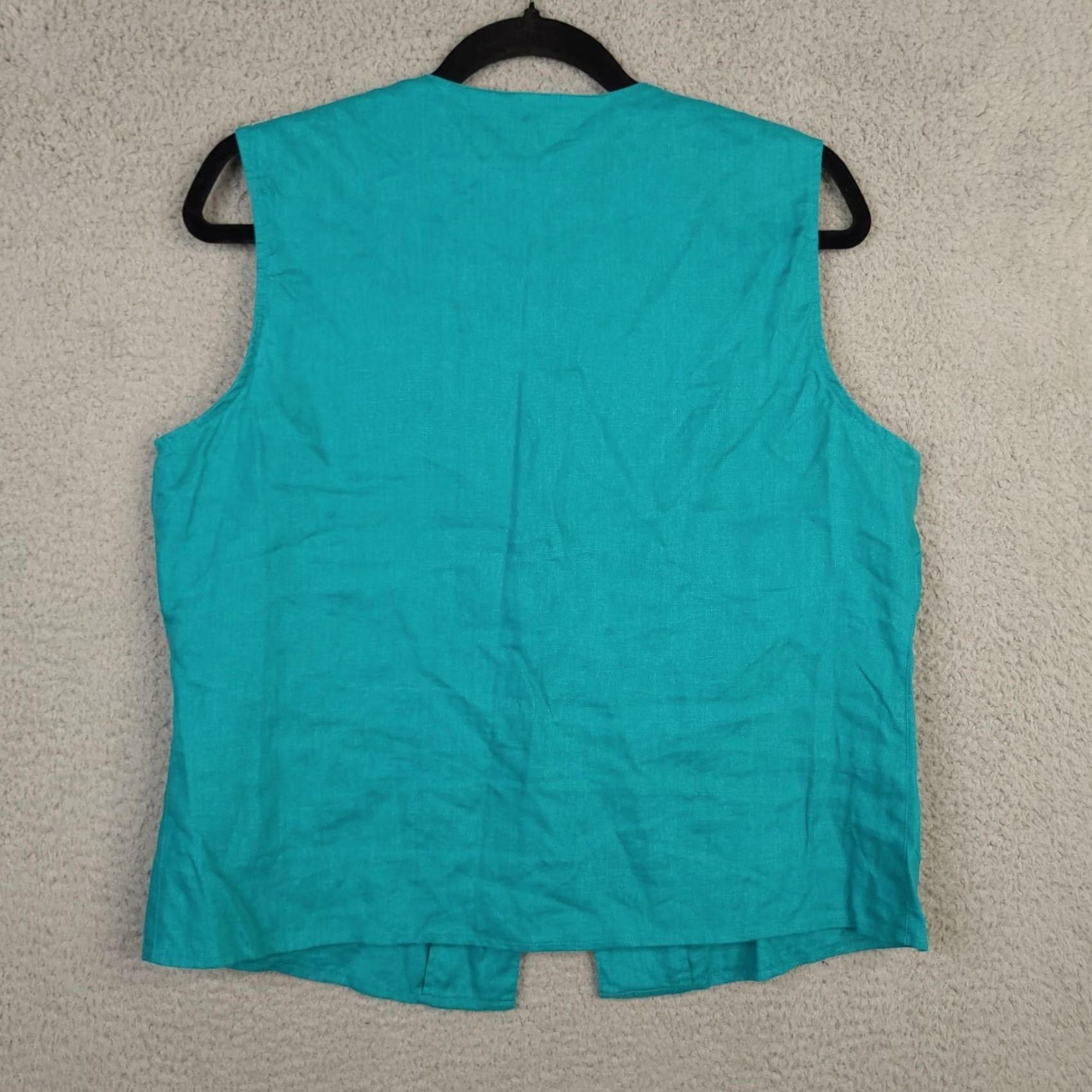 Altea ISABELLA BIRD Women's Button-Up Sleeveless Teal Blue L Blouse, V-Neck, Cotton Blend, Casual, Regular Fit, Bird Pattern, All Seasons, Adults, Women Size L / US 10 / IT 46 - 4 Thumbnail