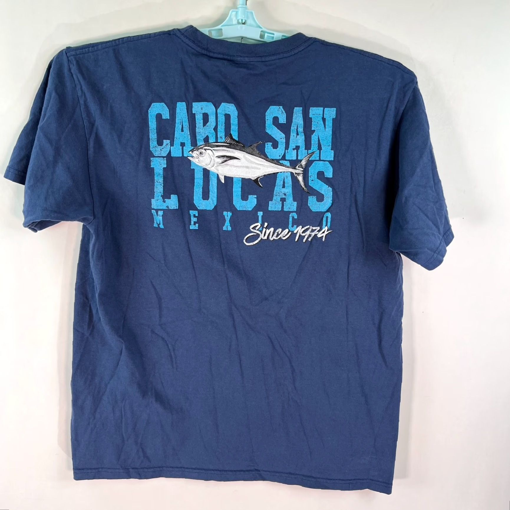 Vintage Cabo San Lucas Mexico T Shirt Adult Size L Blue Graphic Tee shirt Men Tropical 90s Concert Mens Size US L / EU 52-54 / 3 - 6 Thumbnail