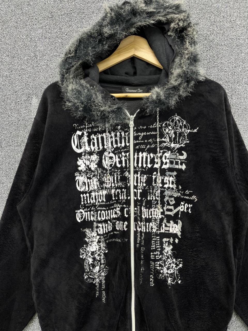 If Six Was Nine Beaumont Carr Poem Punk Fur Hoodie Fleece Jacket Size US L / EU 52-54 / 3 - 5 Thumbnail
