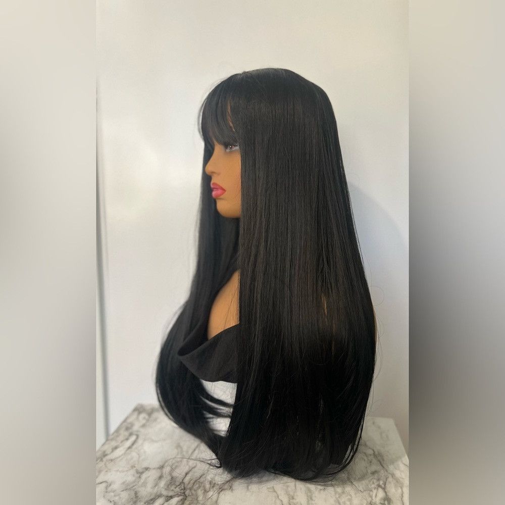 Other 33 Inch Long Black Wig With Bangs Thick beautiful Straight Size ONE SIZE - 6 Thumbnail