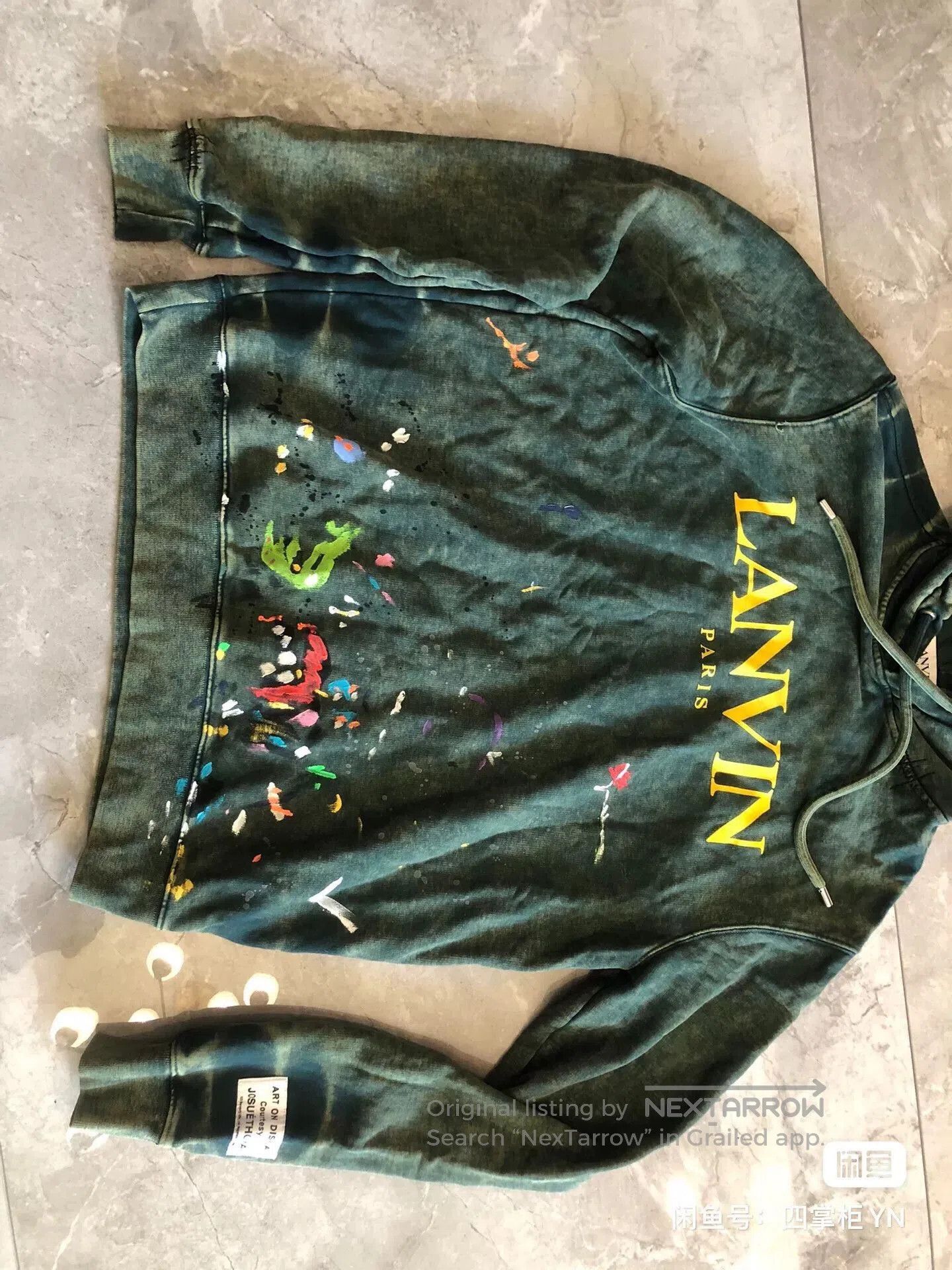 Lanvin LANVIN x GALLERY DEPT Green Distressed Hoodie. Size S / US 4 / IT 40 - 2 Thumbnail
