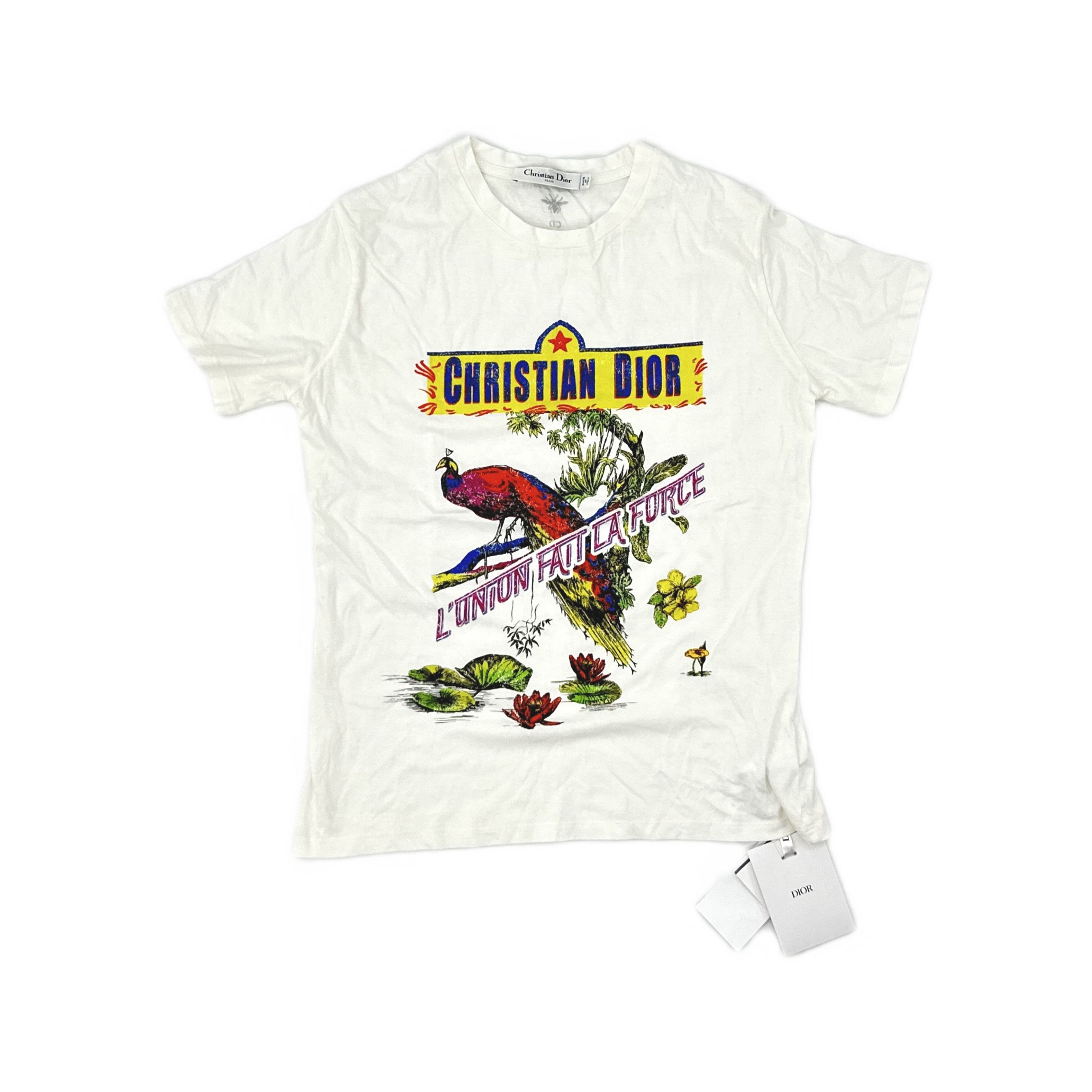 Dior Dior Peacock Print L'Union Fait La Force Tee M Size M / US 6-8 / IT 42-44 - 1 Thumbnail