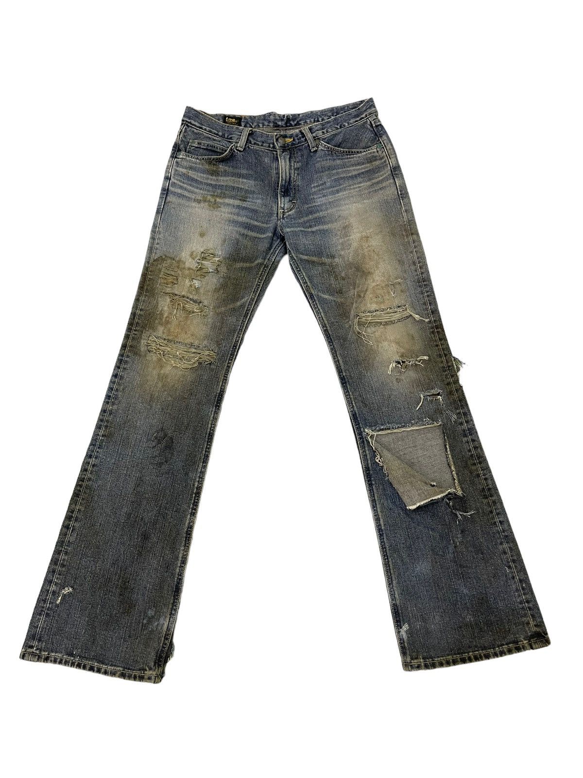 Lee Flare Jeans Lee Japan Dirty Distress Boot Cut 7🟦8 Size US 33 - 3 Thumbnail
