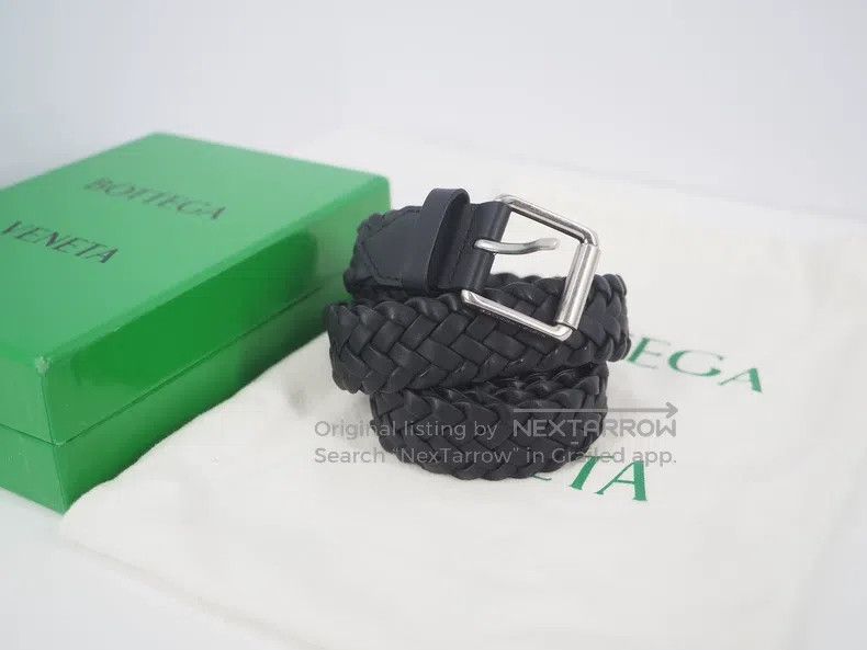 Bottega Veneta Bottega Veneta Black Woven Leather Belt Size ONE SIZE - 1 Thumbnail
